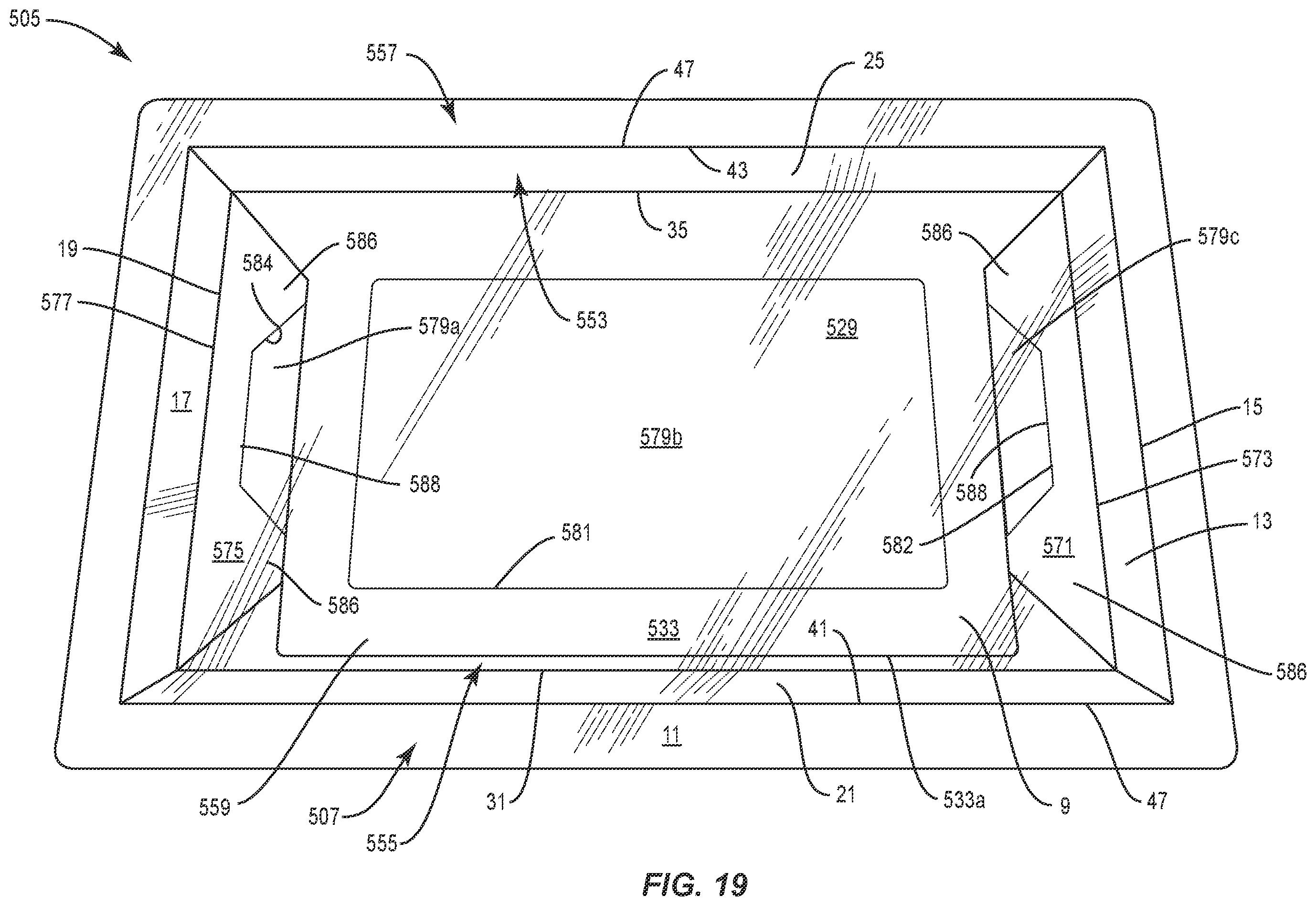 Patent US12351370 Figure 19 – Container with liner