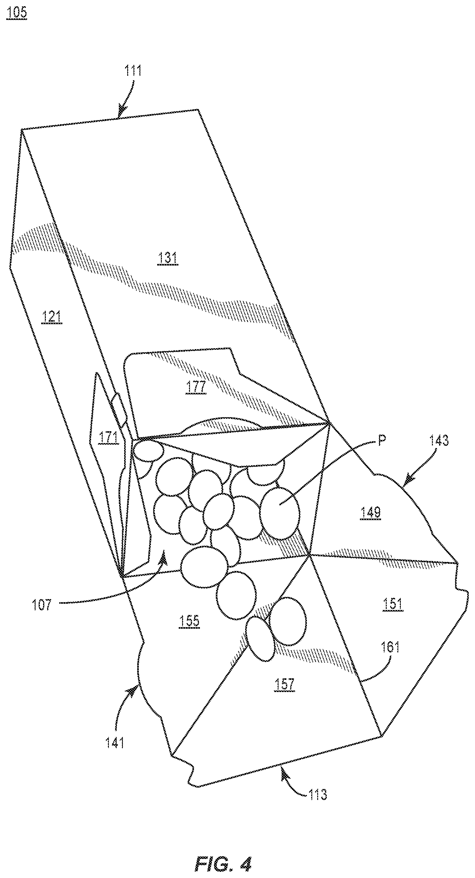 Patent US12351372 Figure 4 – Carton with reclosable features