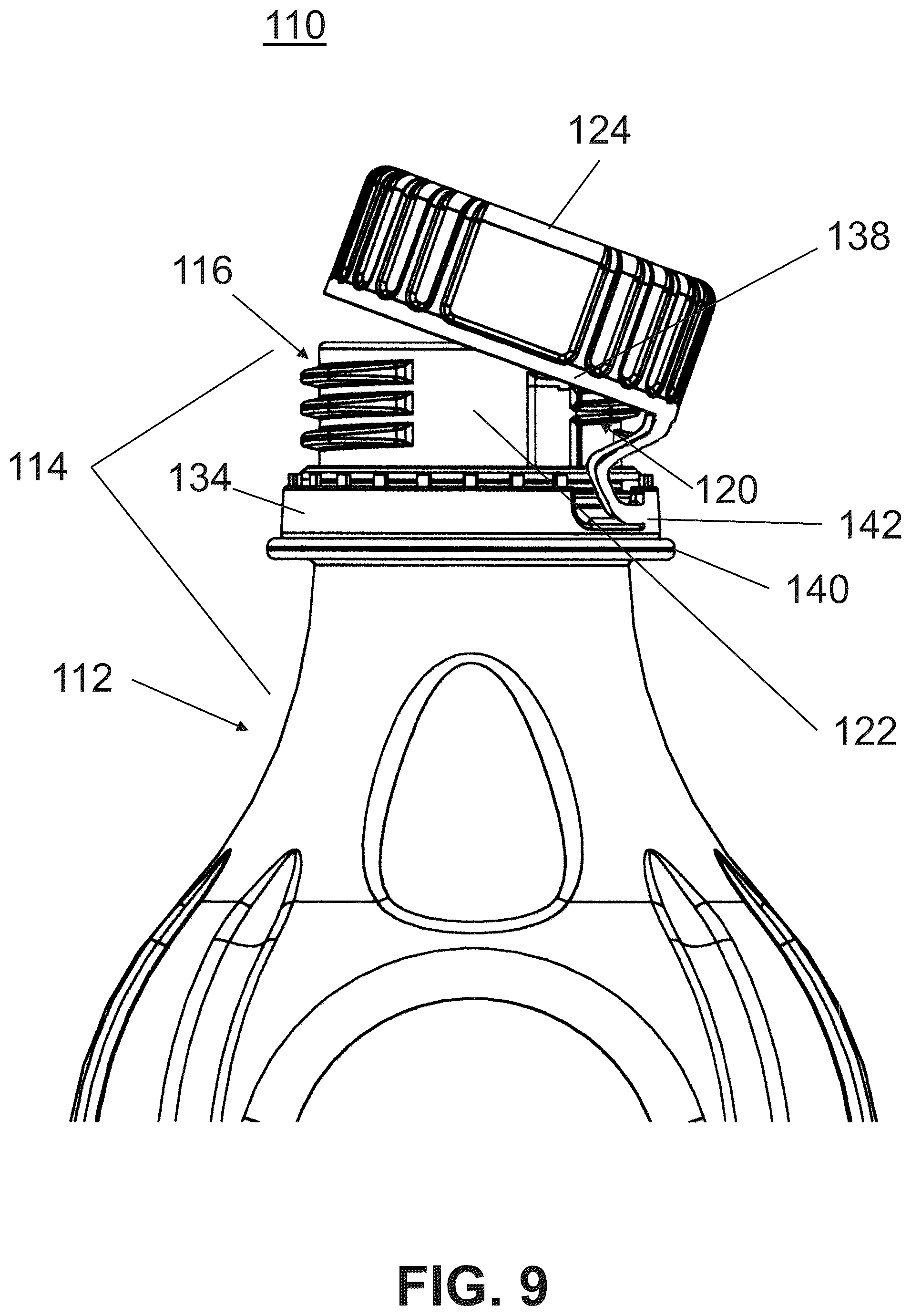 Patent US12351373 Figure 5 – Releasable container cap