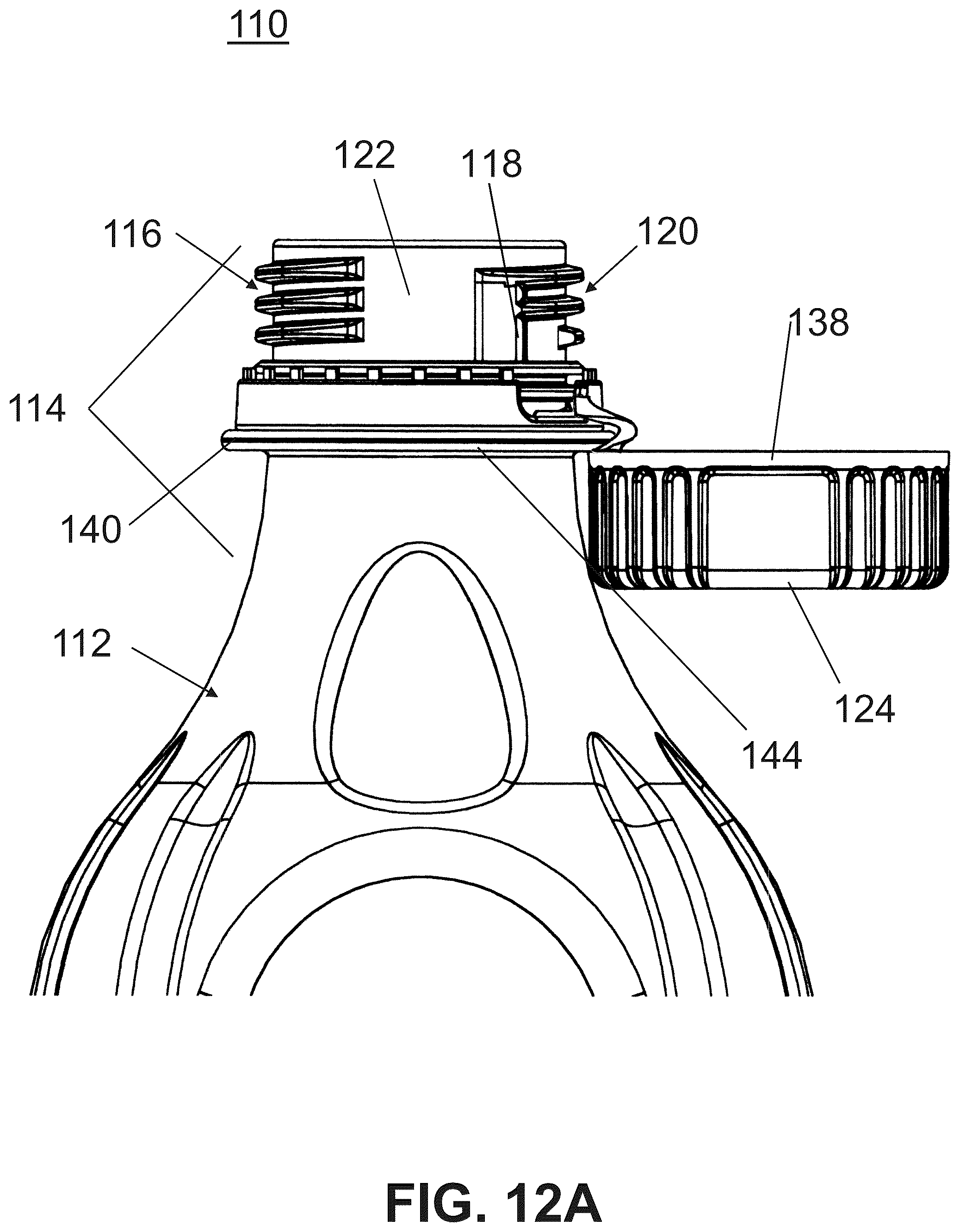 Patent US12351373 Figure 8 – Releasable container cap