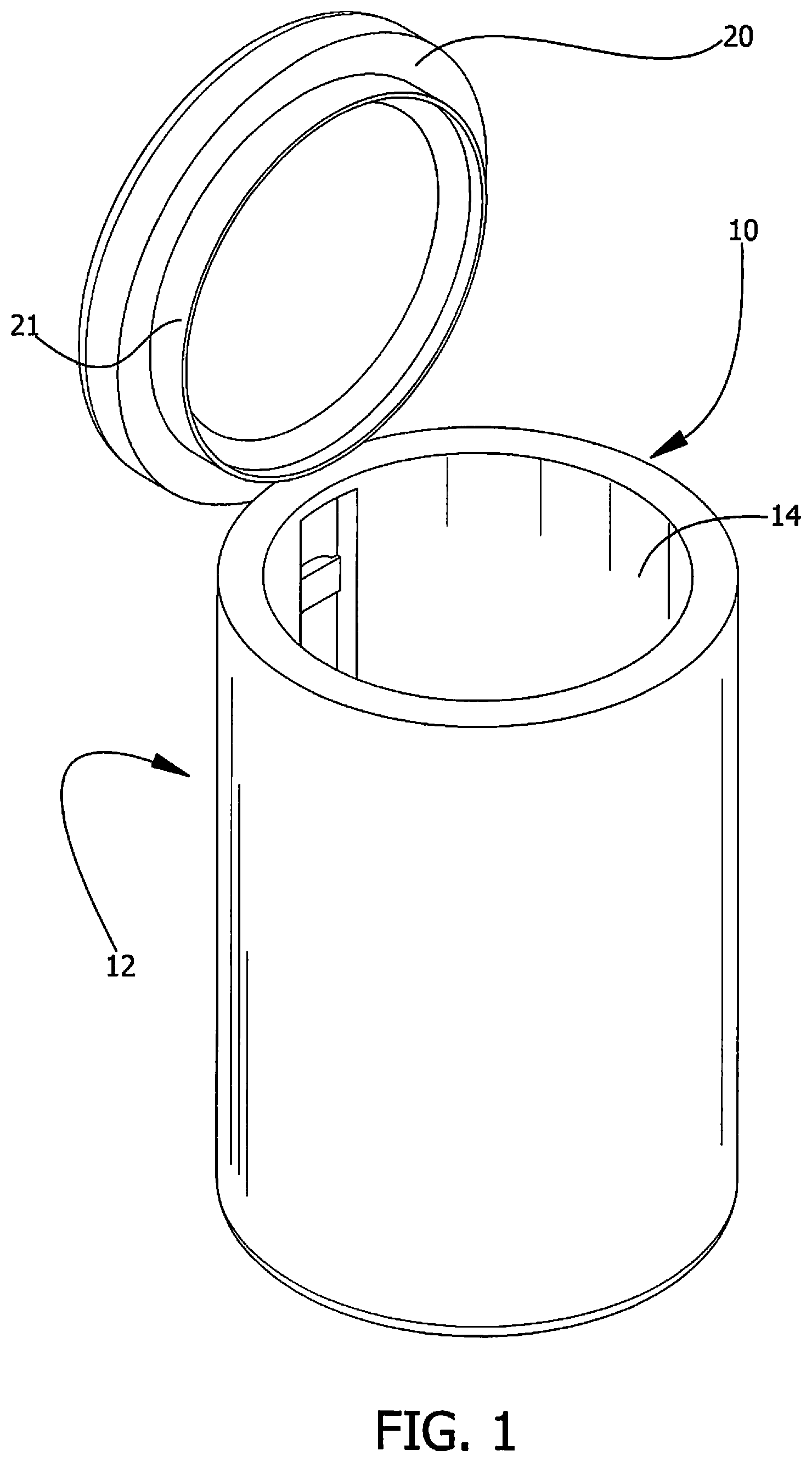 Patent US12351383 Figure 1 – Beverage can container