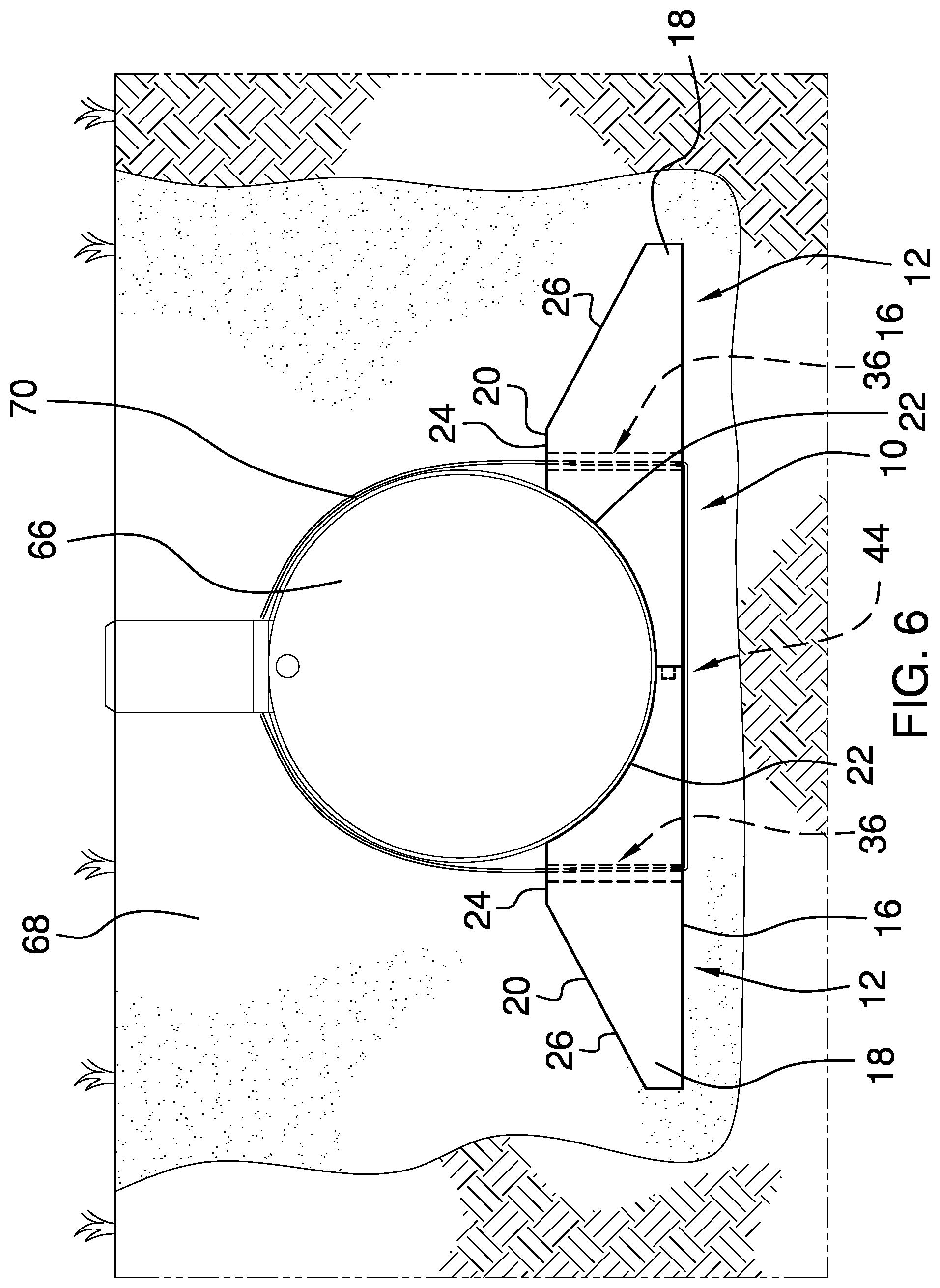 Patent US12351387 Figure 6 – Anchoring apparatus for buried objects