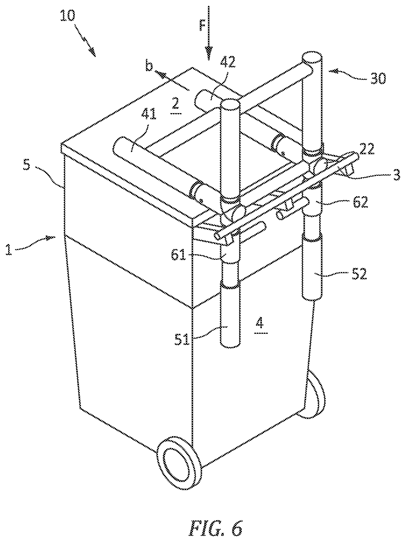 Patent US12351389 Figure 7 – Extension device for refuse containers