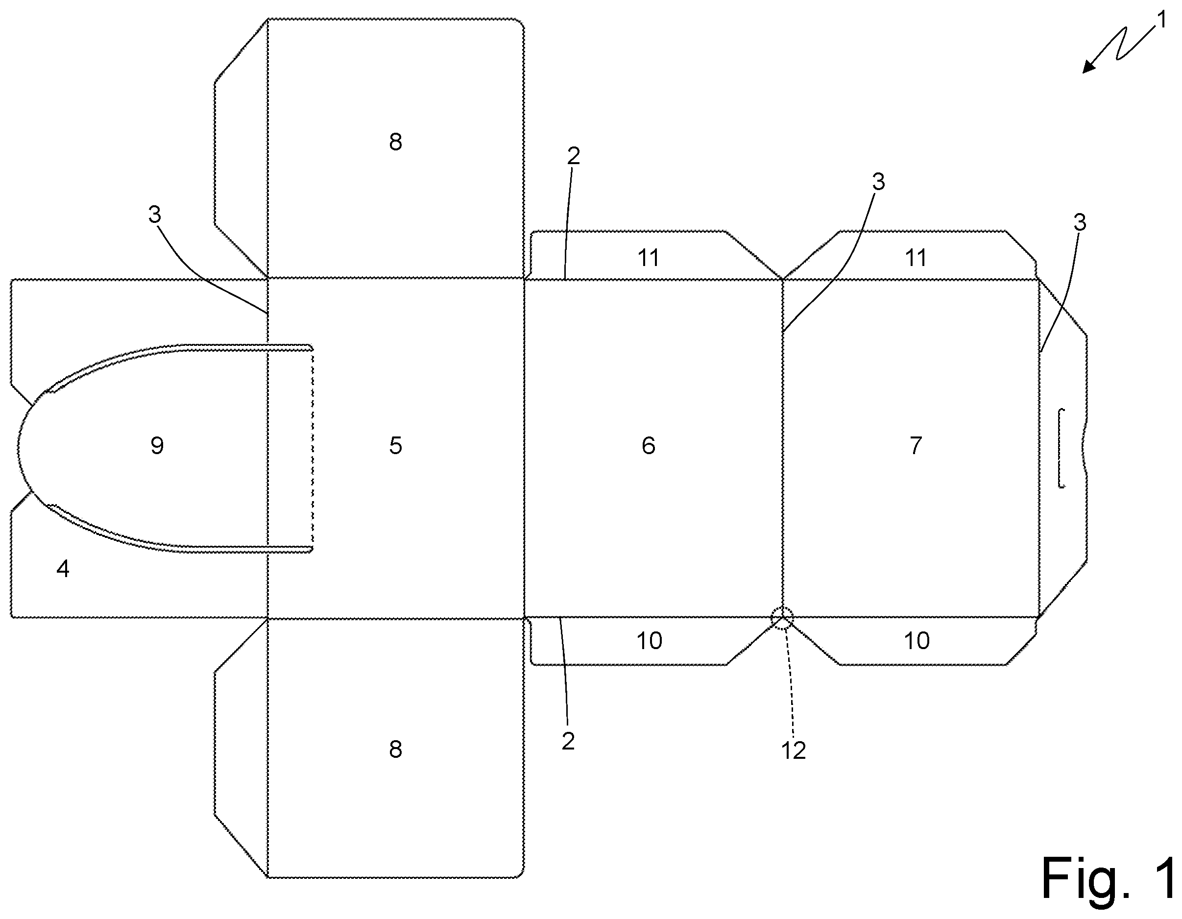 Patent US12351408 Figure 1 – Blank feeding unit for a packer machine and provided with a series of interchangeable hoppers