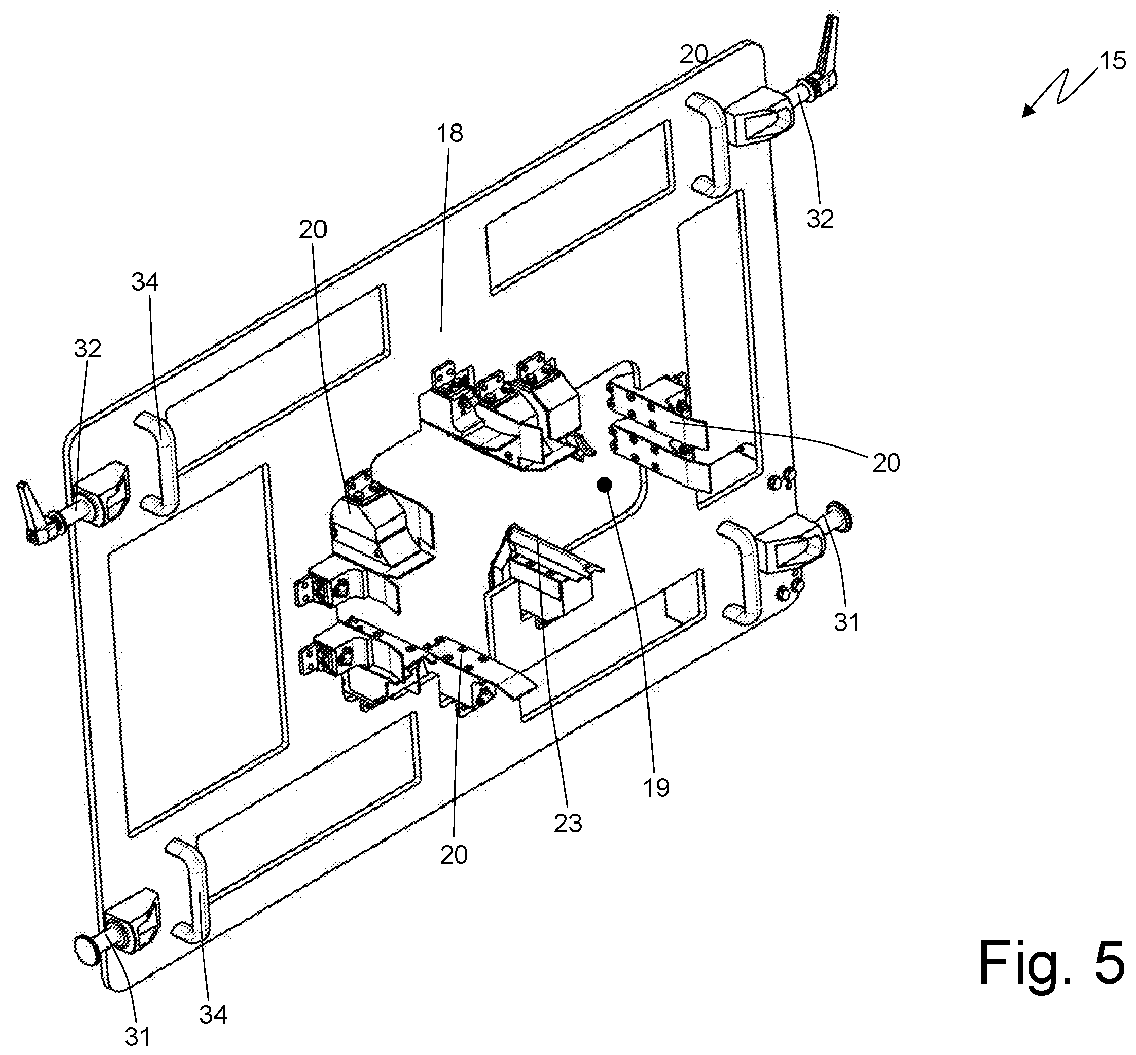 Patent US12351408 Figure 5 – Blank feeding unit for a packer machine and provided with a series of interchangeable hoppers