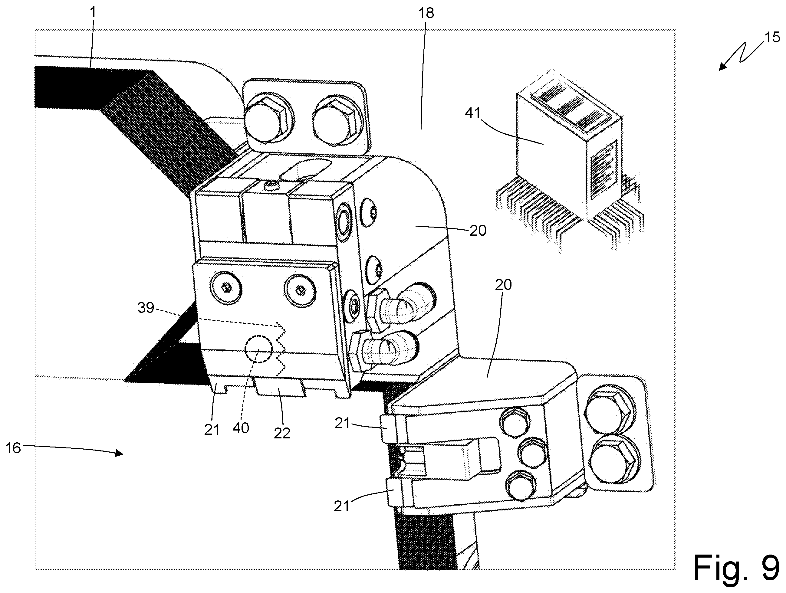 Patent US12351408 Figure 9 – Blank feeding unit for a packer machine and provided with a series of interchangeable hoppers