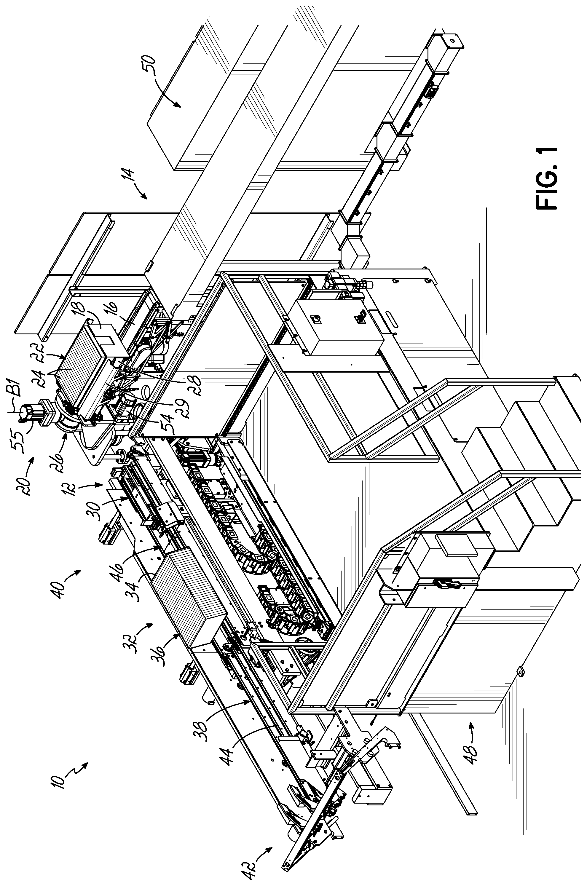 Patent US12351419 Figure 1 – Automatic magazine loader for supplying carton blanks to carton magazine