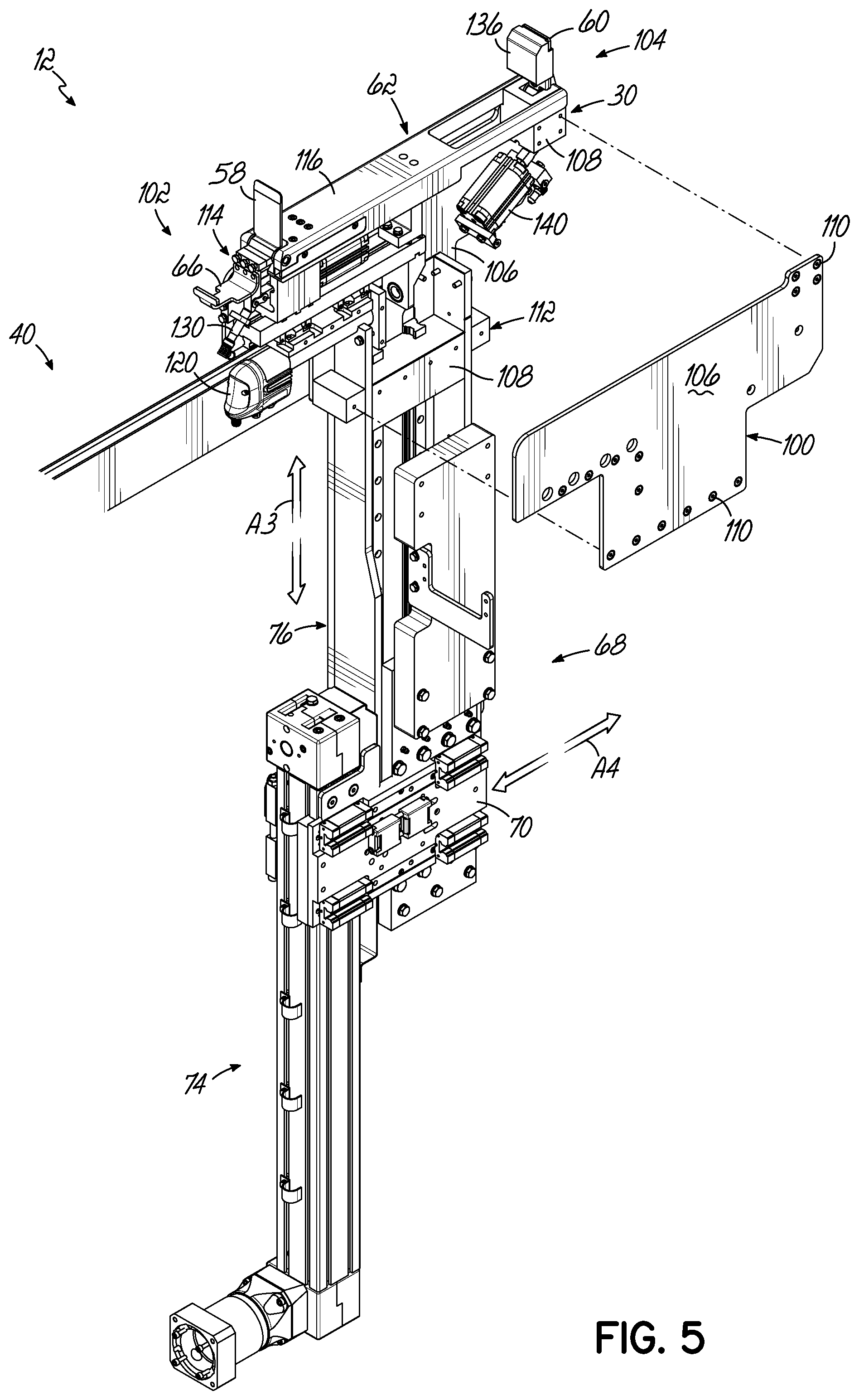 Patent US12351419 Figure 7 – Automatic magazine loader for supplying carton blanks to carton magazine