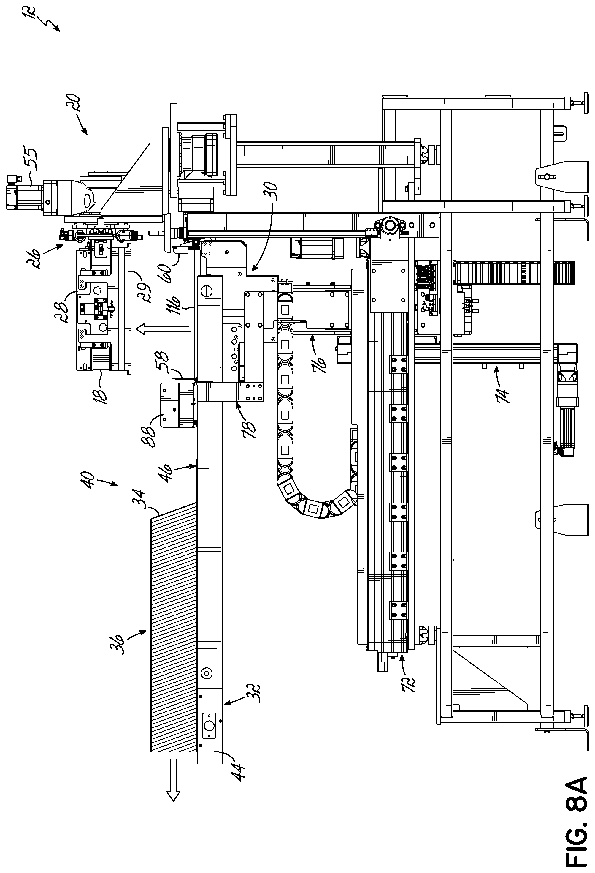 Patent US12351419 Figure 12 – Automatic magazine loader for supplying carton blanks to carton magazine