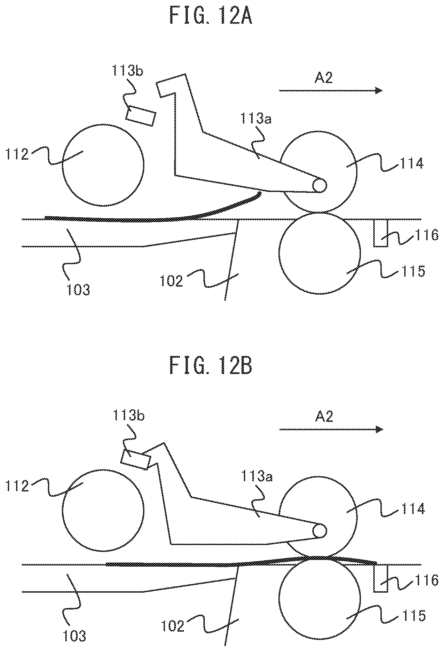 Patent US12351423 Figure 12 – Medium conveying apparatus detecting bound medium based on lift of medium