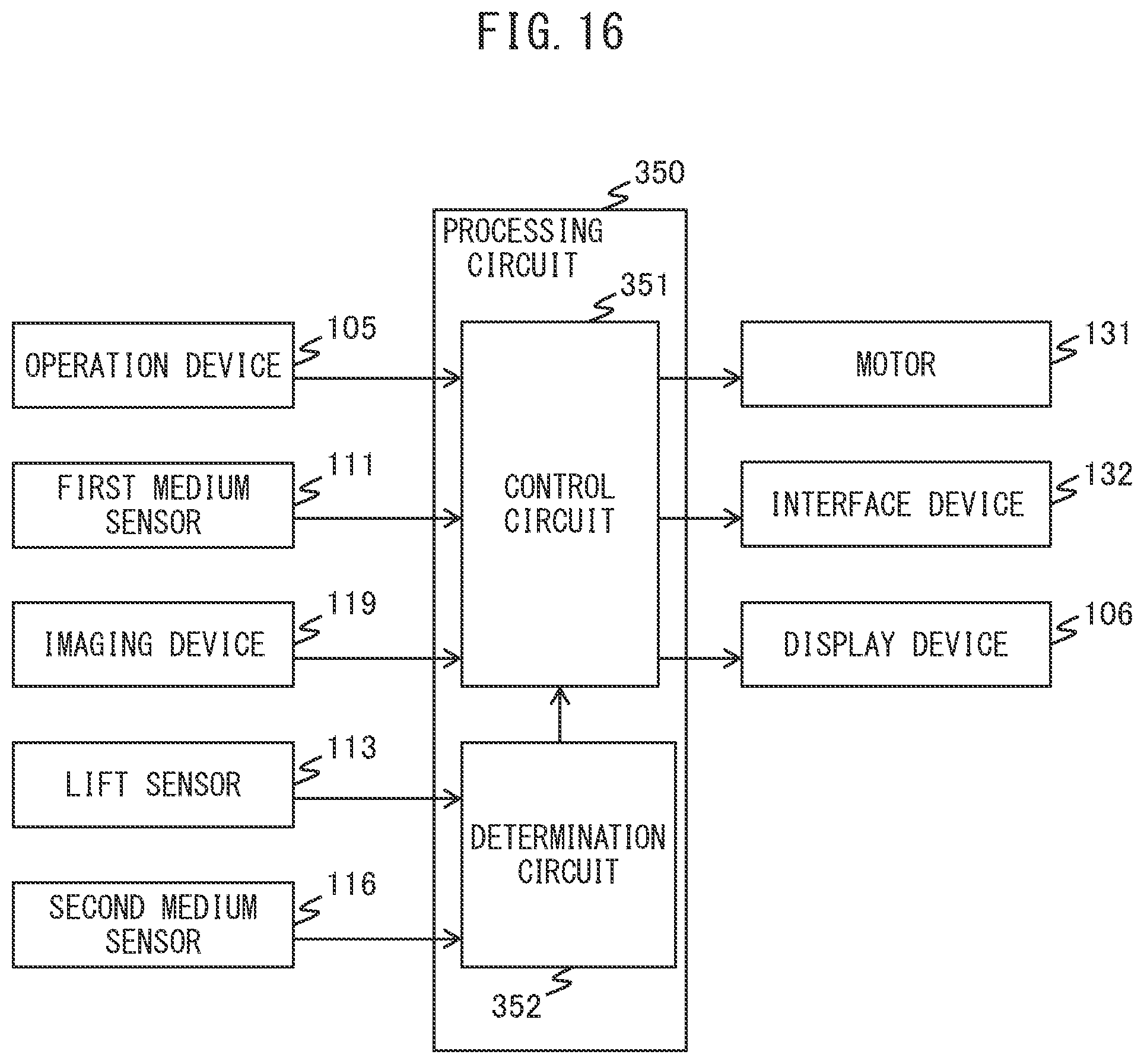Patent US12351423 Figure 16 – Medium conveying apparatus detecting bound medium based on lift of medium