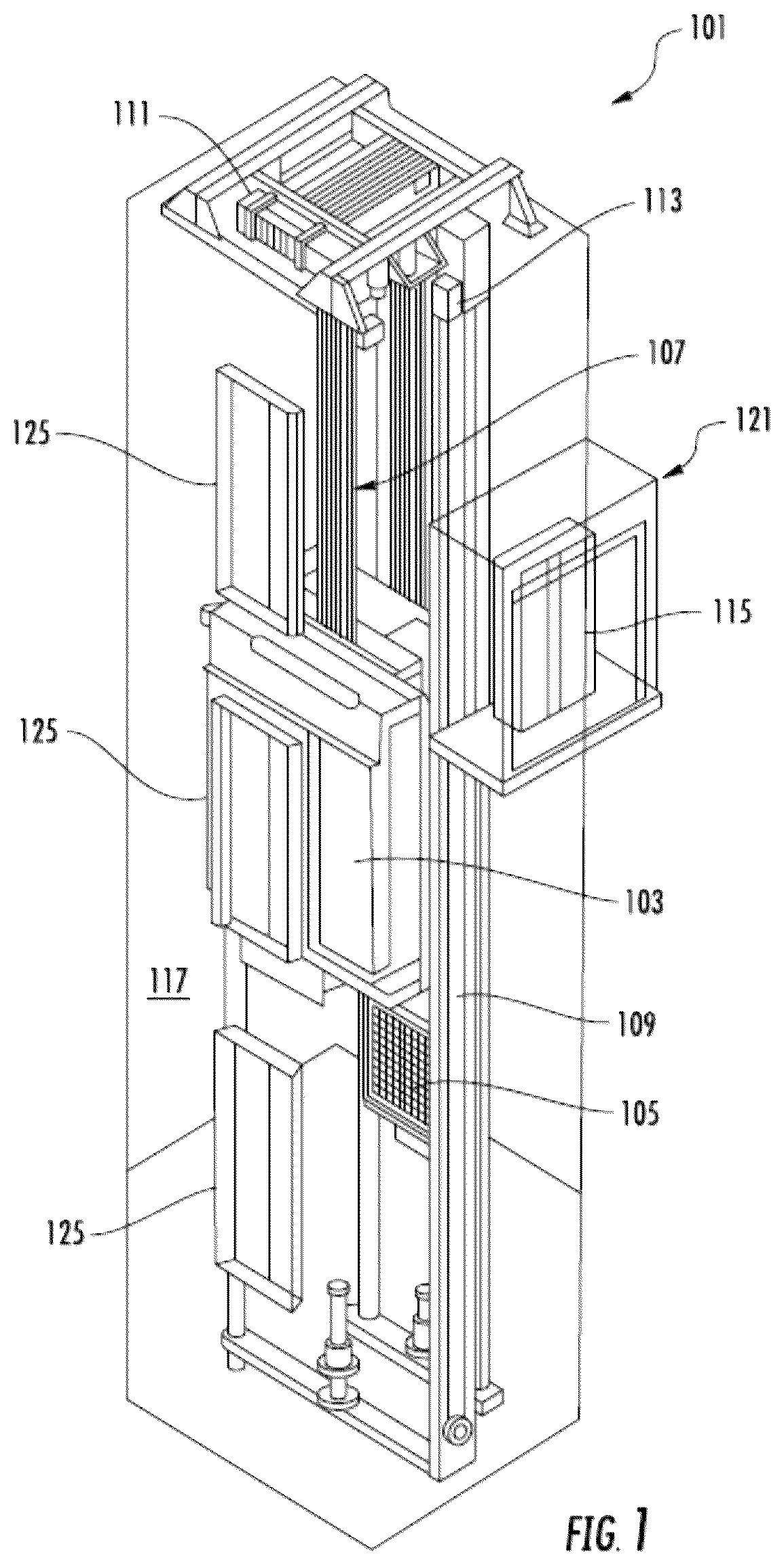 Patent US12351434 — Safety system based on hoistway access detection — Figure 1