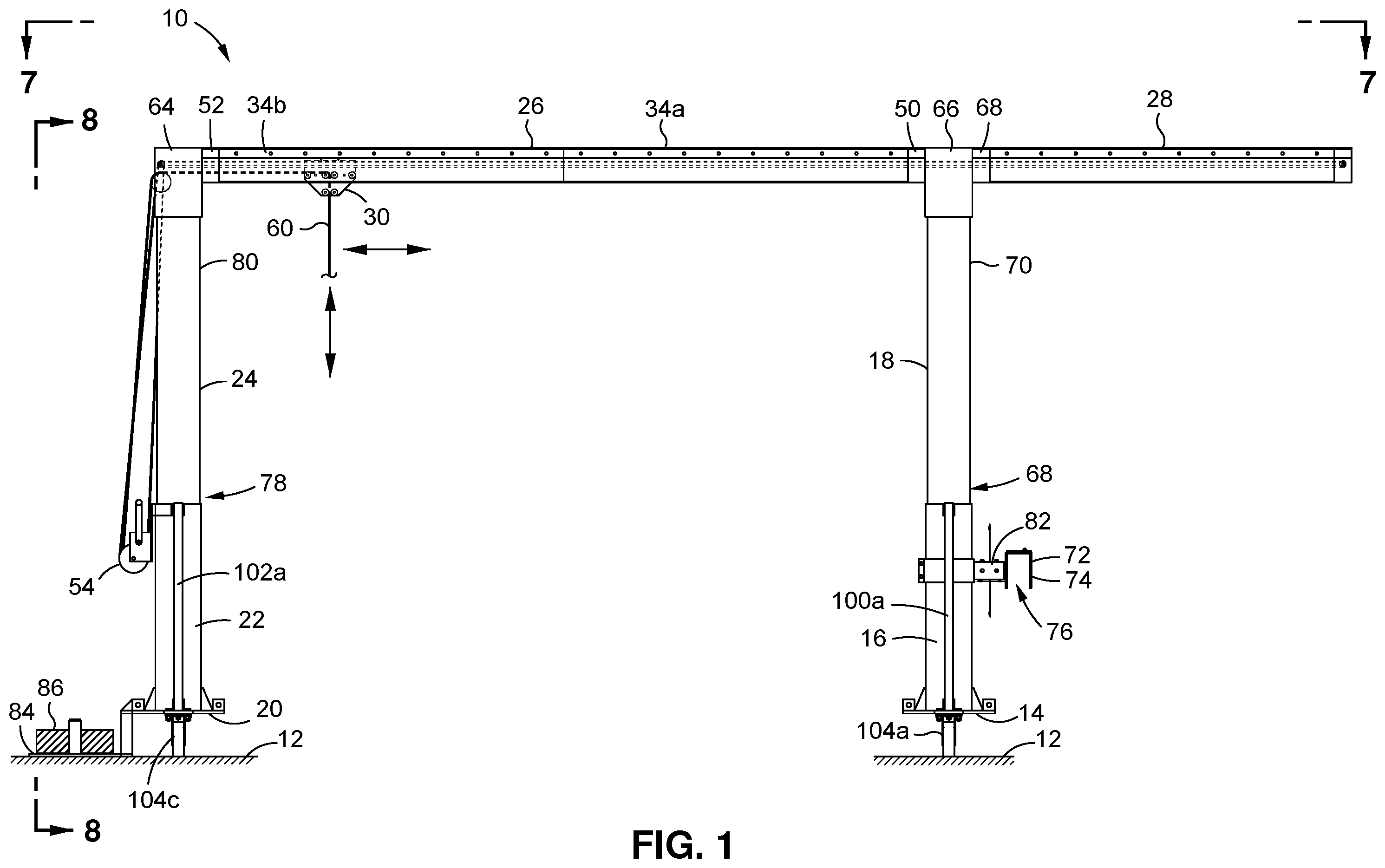 Patent US12351437 — Modular crane component system — Figure 1