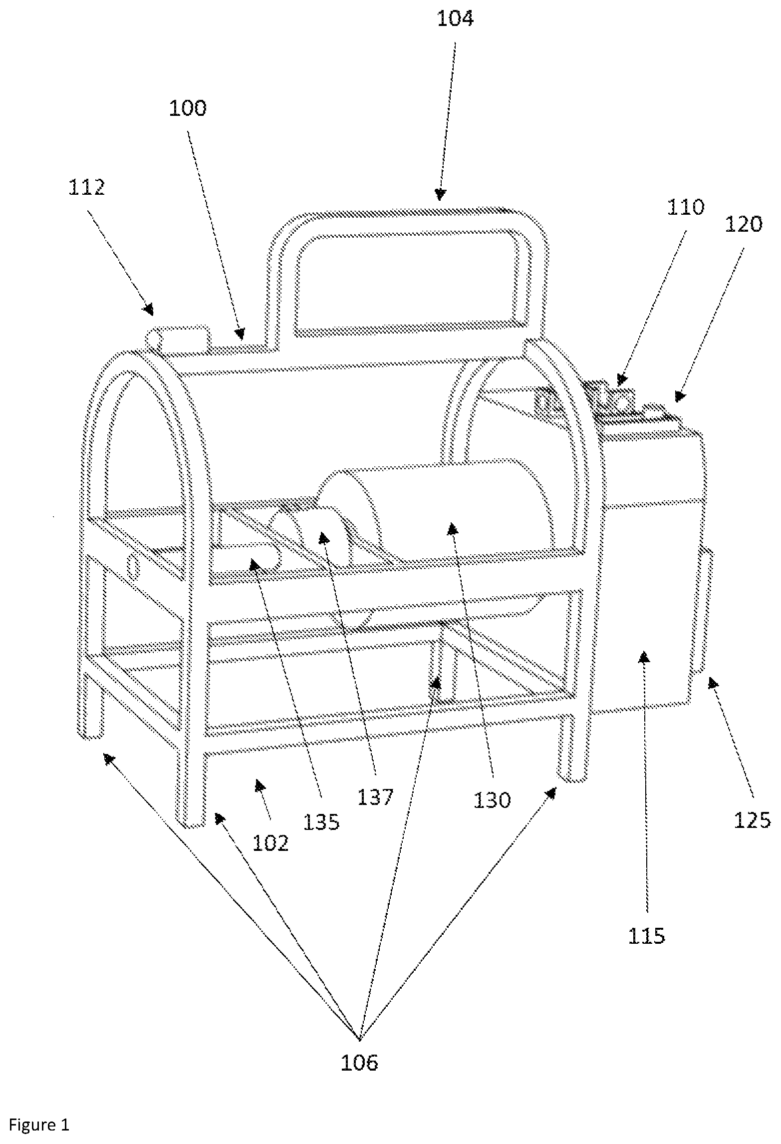 Patent US12351438 Figure 1 – Portable article lifter, separator, and compressor