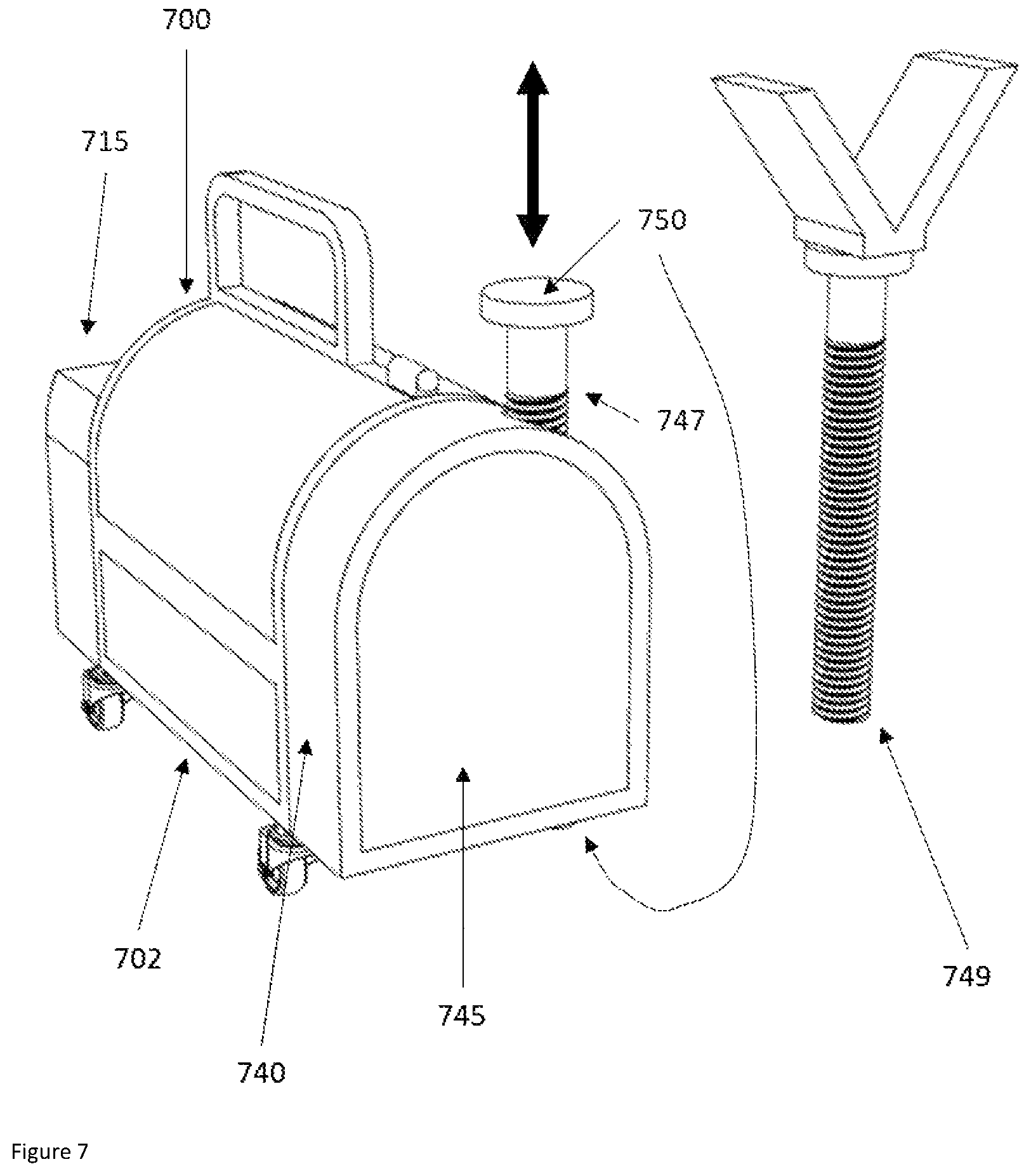 Patent US12351438 Figure 7 – Portable article lifter, separator, and compressor