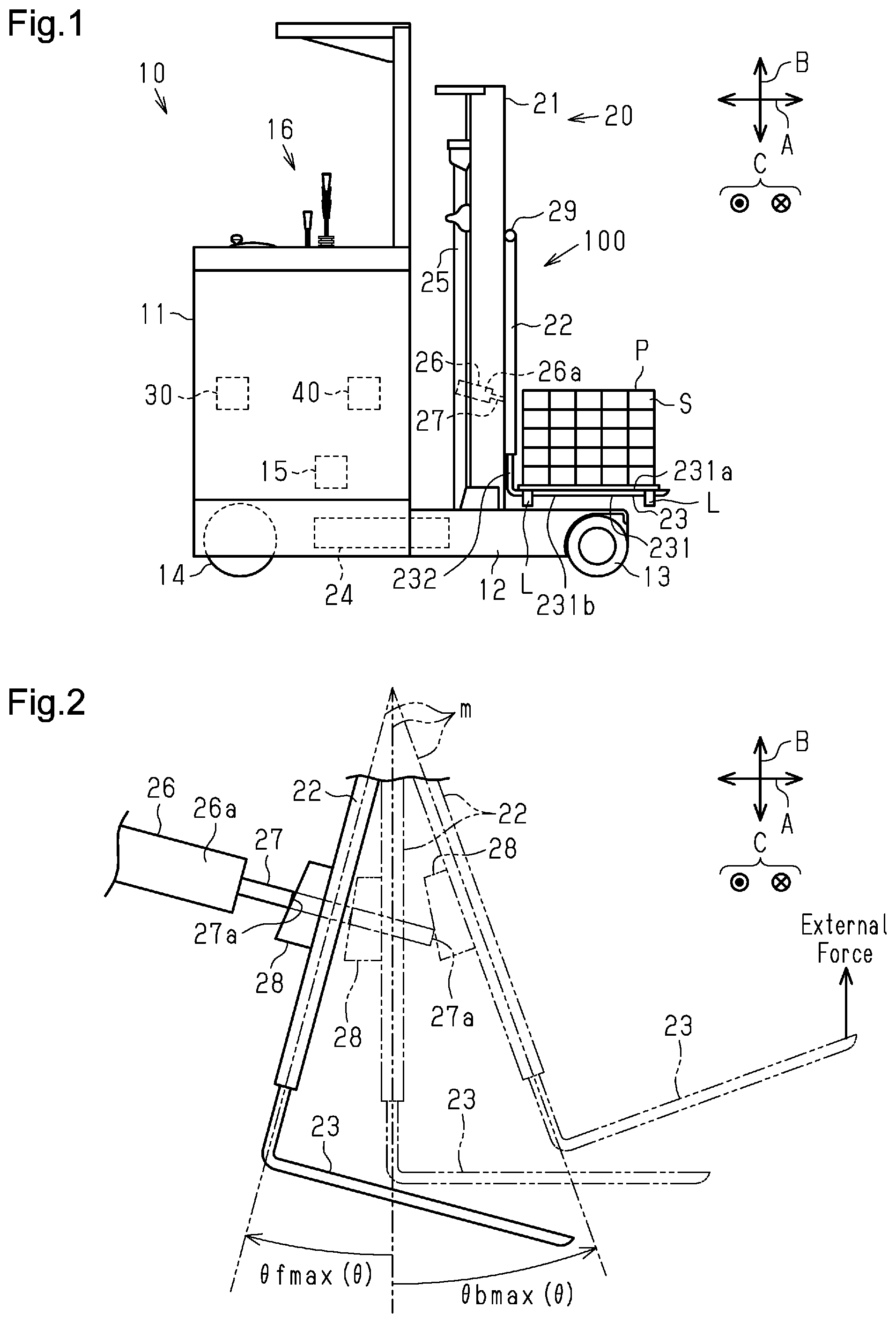 Patent US12351441 Figure 1 – Forklift and forklift controlling method