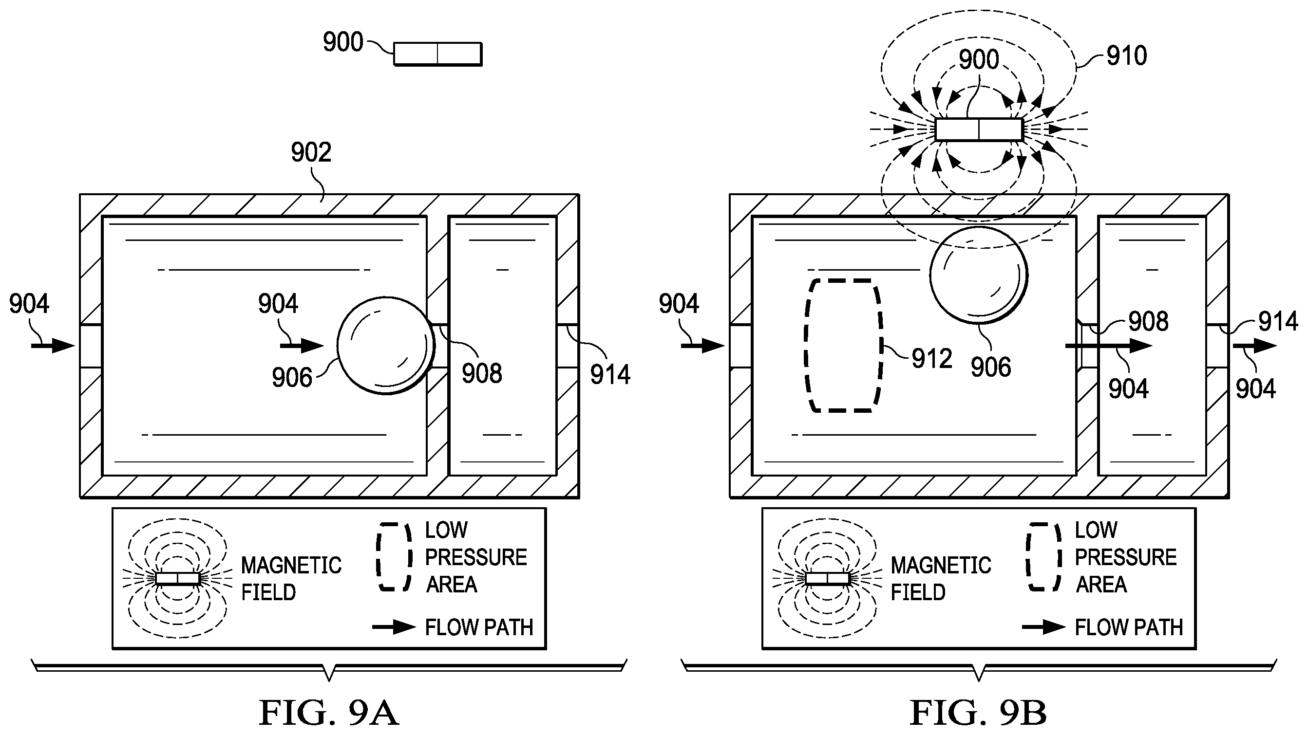 Patent US12351446 Figure 5 – Magnetically controlled valve using a blocking device and a movement device