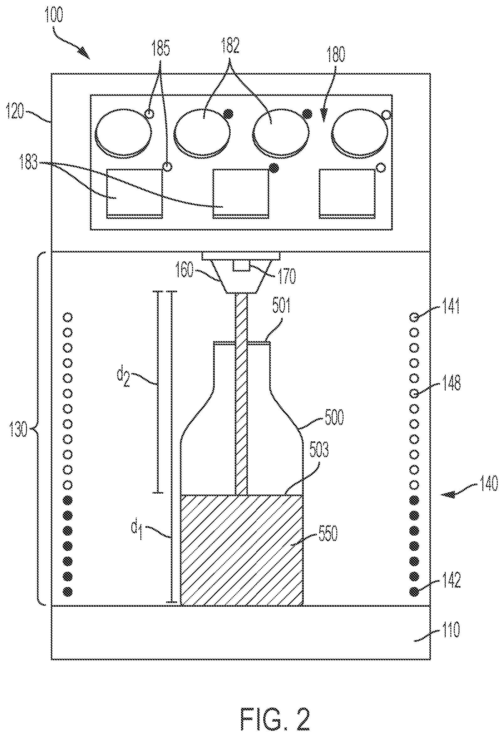 Patent US12351448 Figure 2 – Beverage dispenser with beverage-level indicator