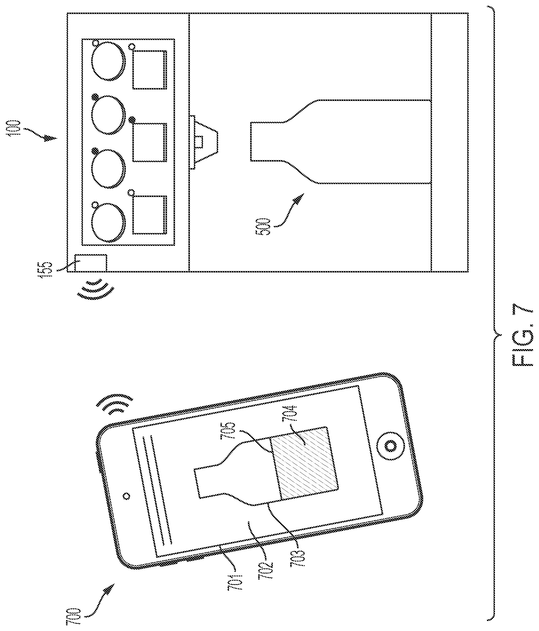 Patent US12351448 Figure 7 – Beverage dispenser with beverage-level indicator