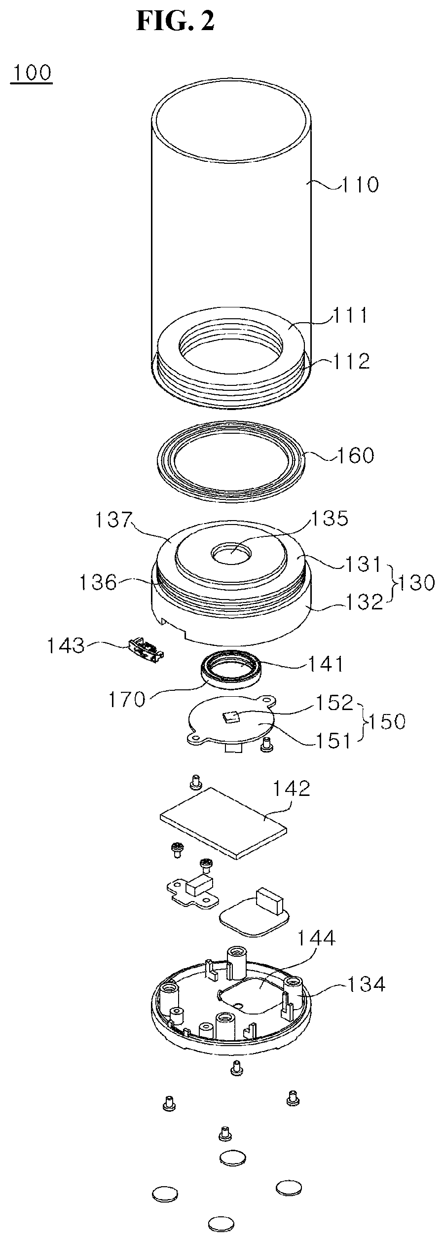 Patent US12351488 Figure 2 – Portable water bottle having a UV light sterilization module