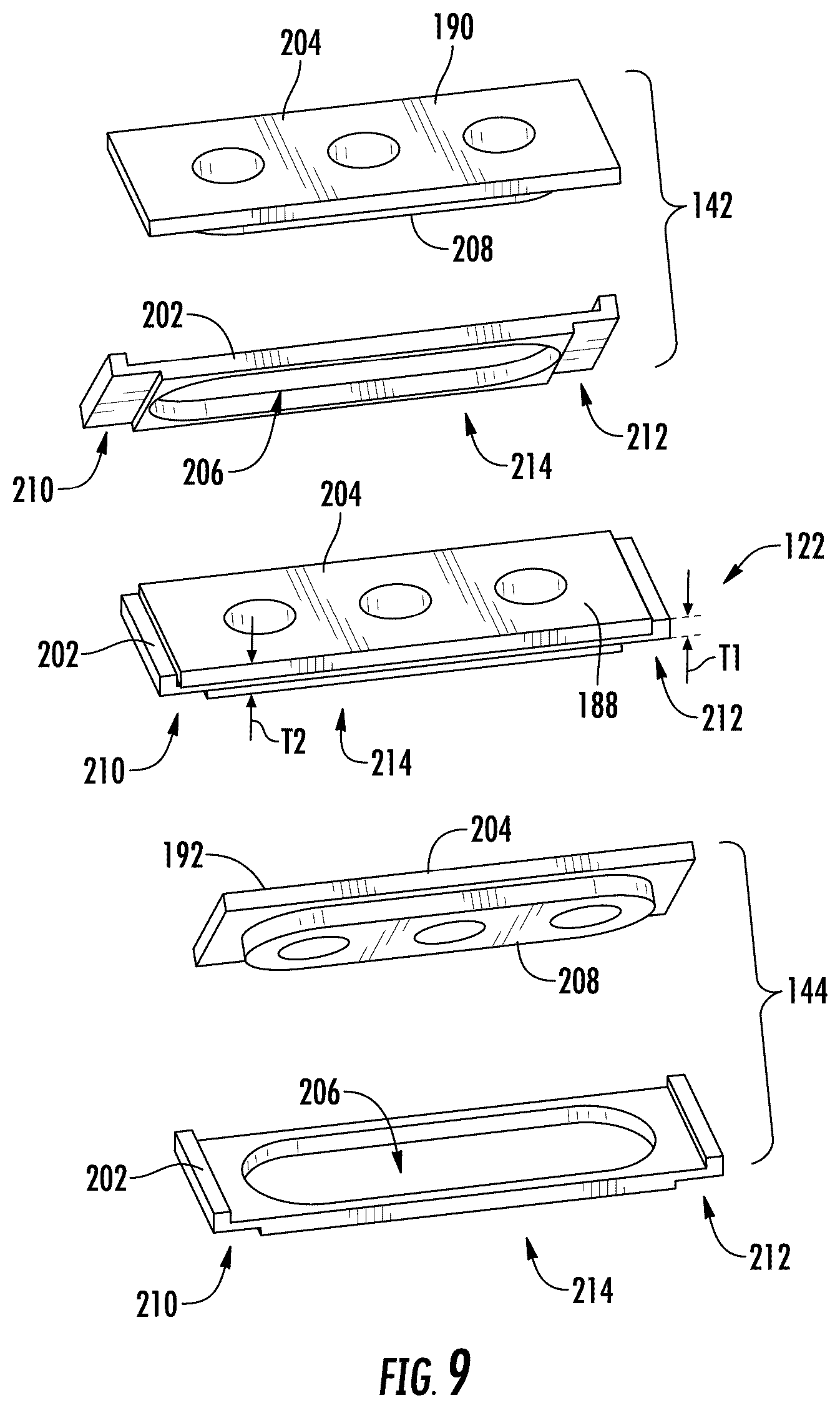 Patent US12351505 Figure 9 – Orifice plate change system, glass feeding assembly incorporating an orifice plate change system, and methods