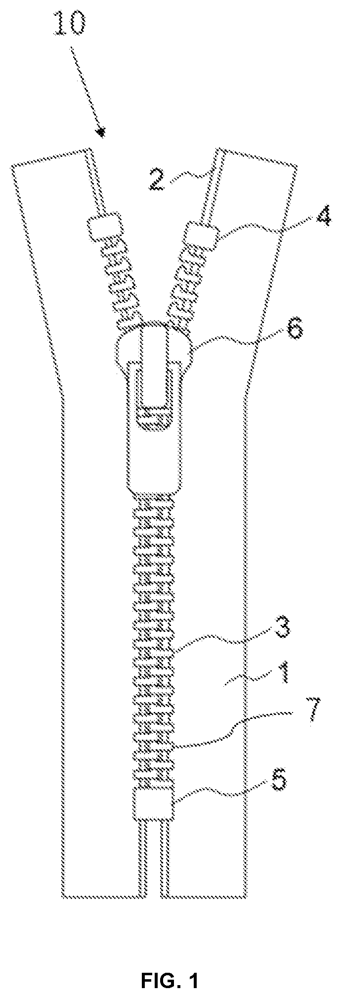 Patent US12351895 — Aluminum alloy fastening member, fastener chain and method for producing aluminum alloy fastening member — Figure 1