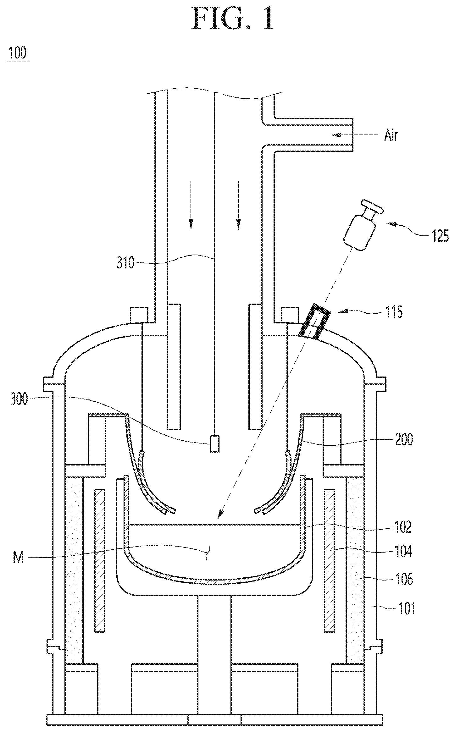 Patent US12351939 Figure 1 – Ingot growing apparatus and method thereof