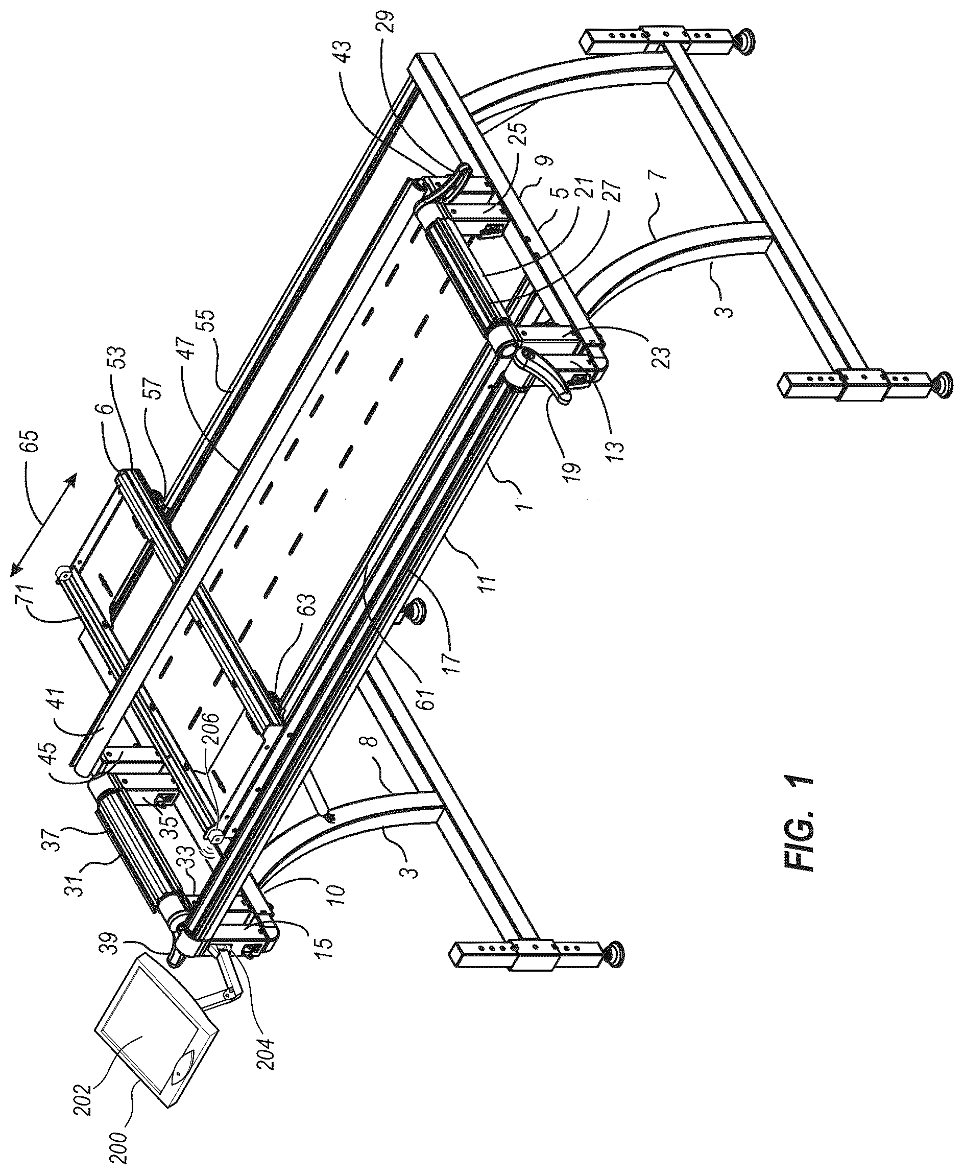 Patent US12351961 Figure 1 – Sewing frame with workspace edge warning system