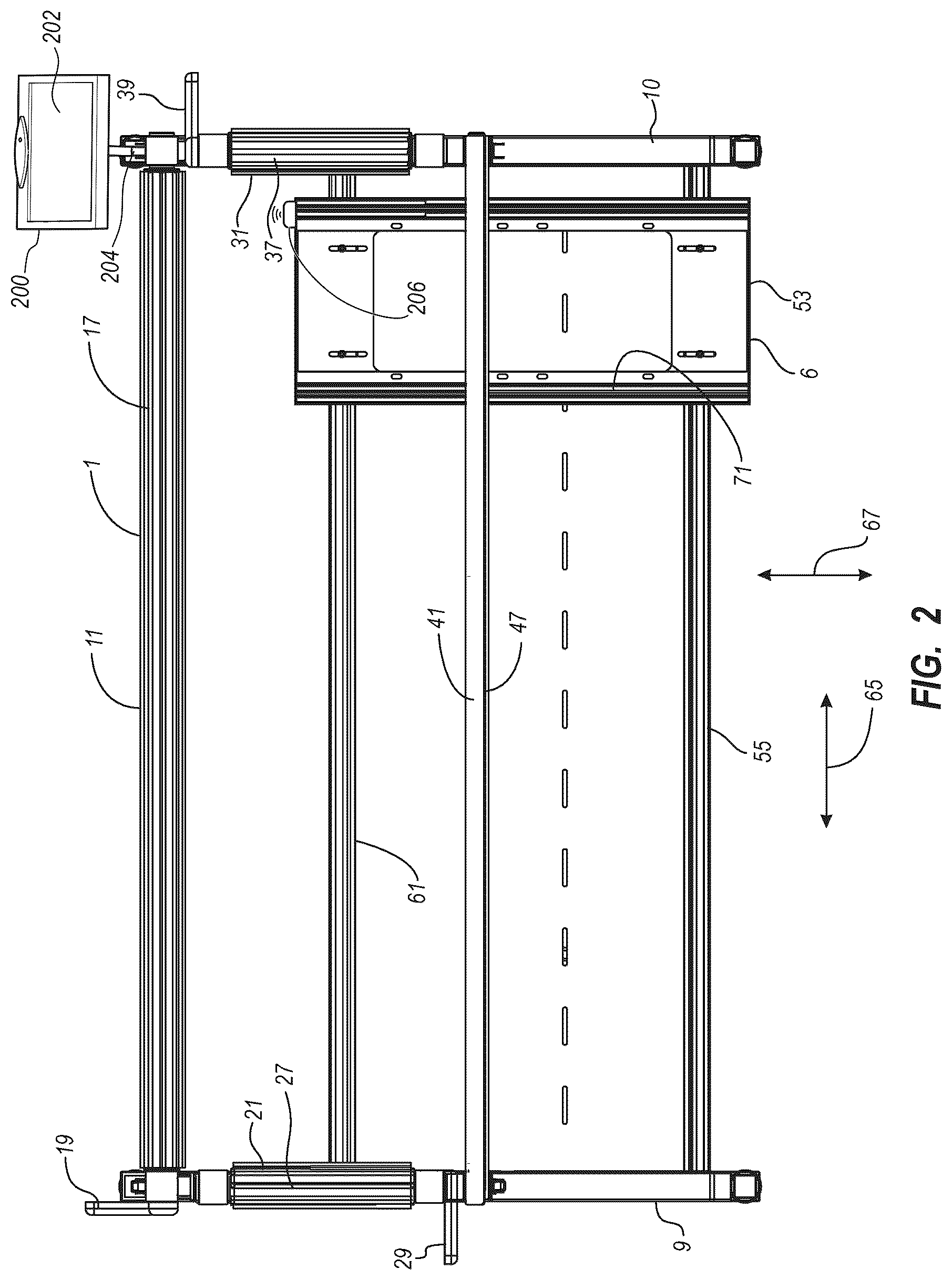 Patent US12351961 Figure 2 – Sewing frame with workspace edge warning system