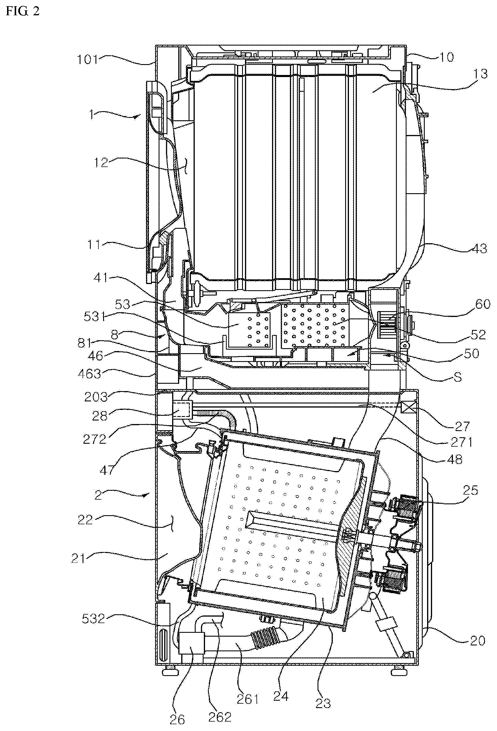 Patent US12351965 Figure 2 – Laundry treating apparatus
