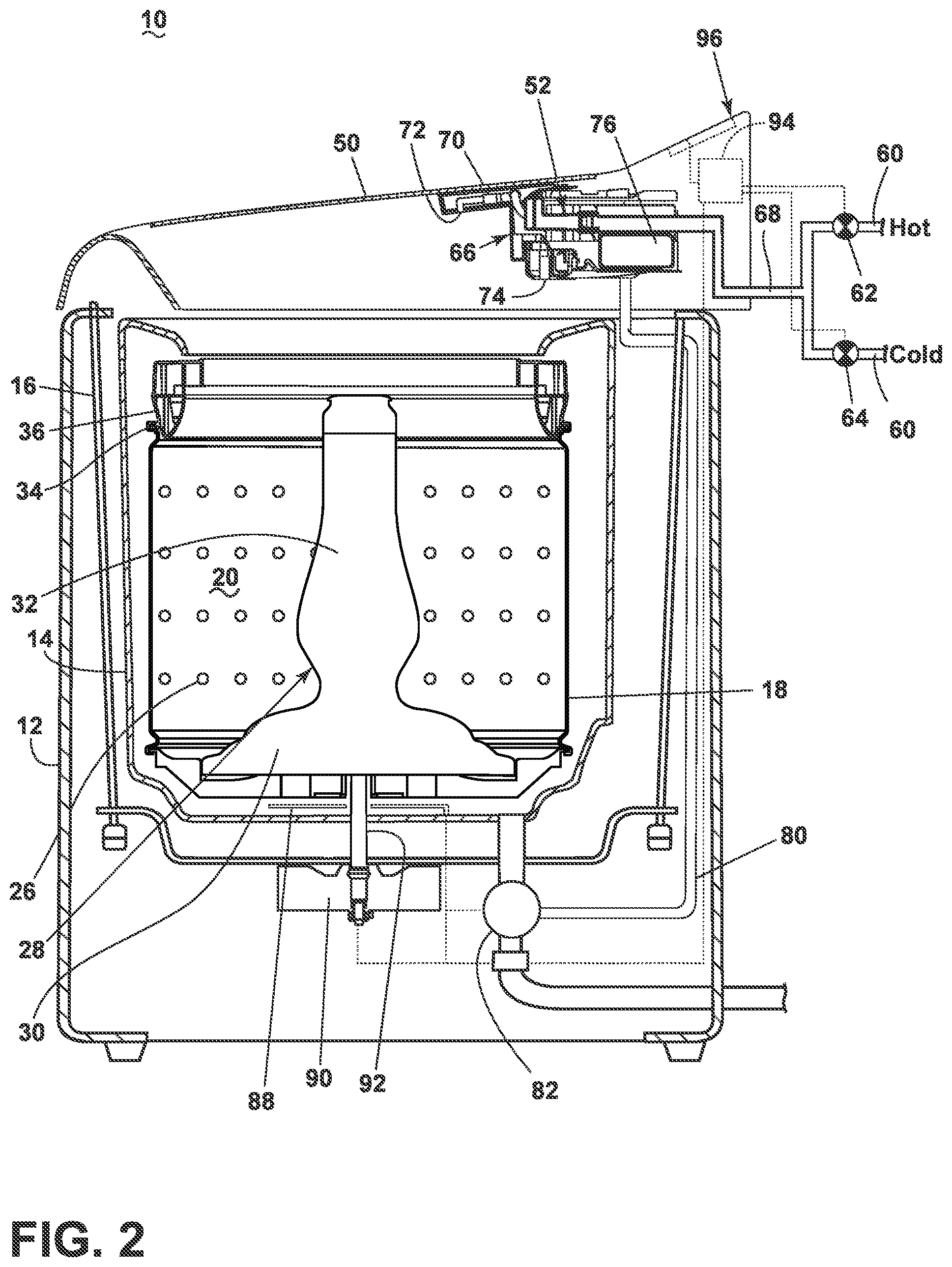 Patent US12351966 Figure 2 – Laundry treating system and kit for use with a laundry treating appliance