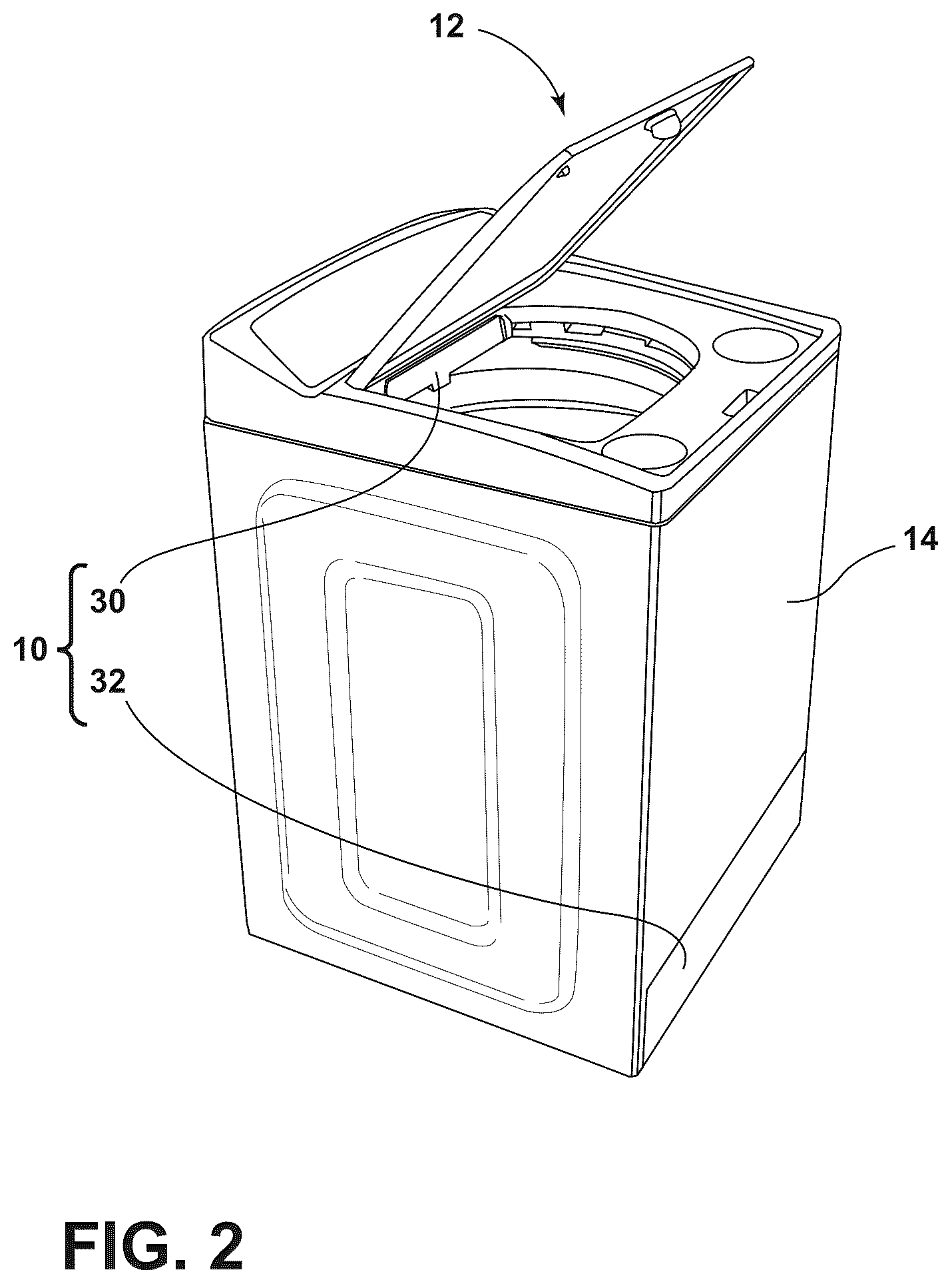 Patent US12351970 Figure 2 – Dispensing assembly for appliance