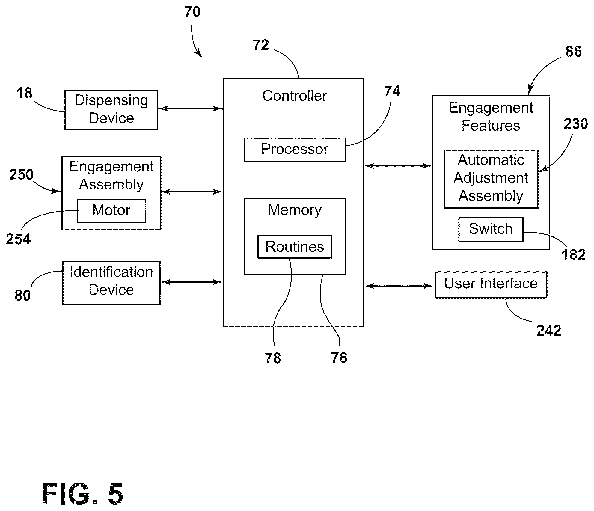 Patent US12351970 Figure 5 – Dispensing assembly for appliance