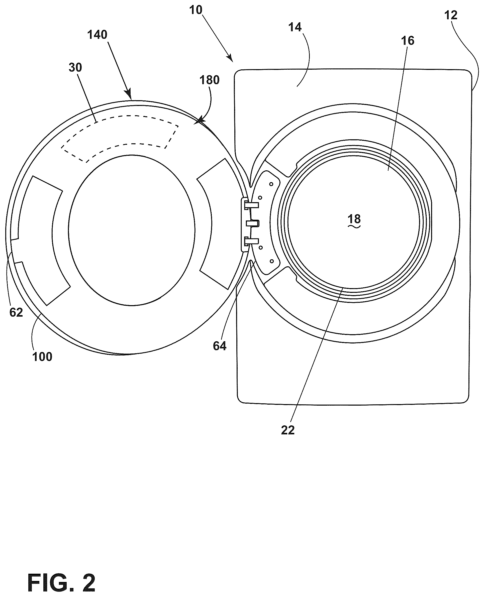 Patent US12351973 Figure 2 – Door assembly for a laundry treating appliance