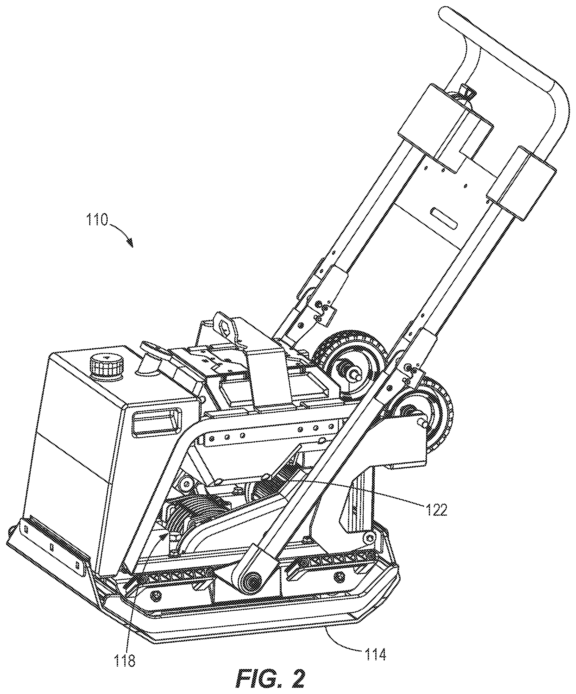 Patent US12351991 Figure 2 – Plate compactor including belt tensioner assembly