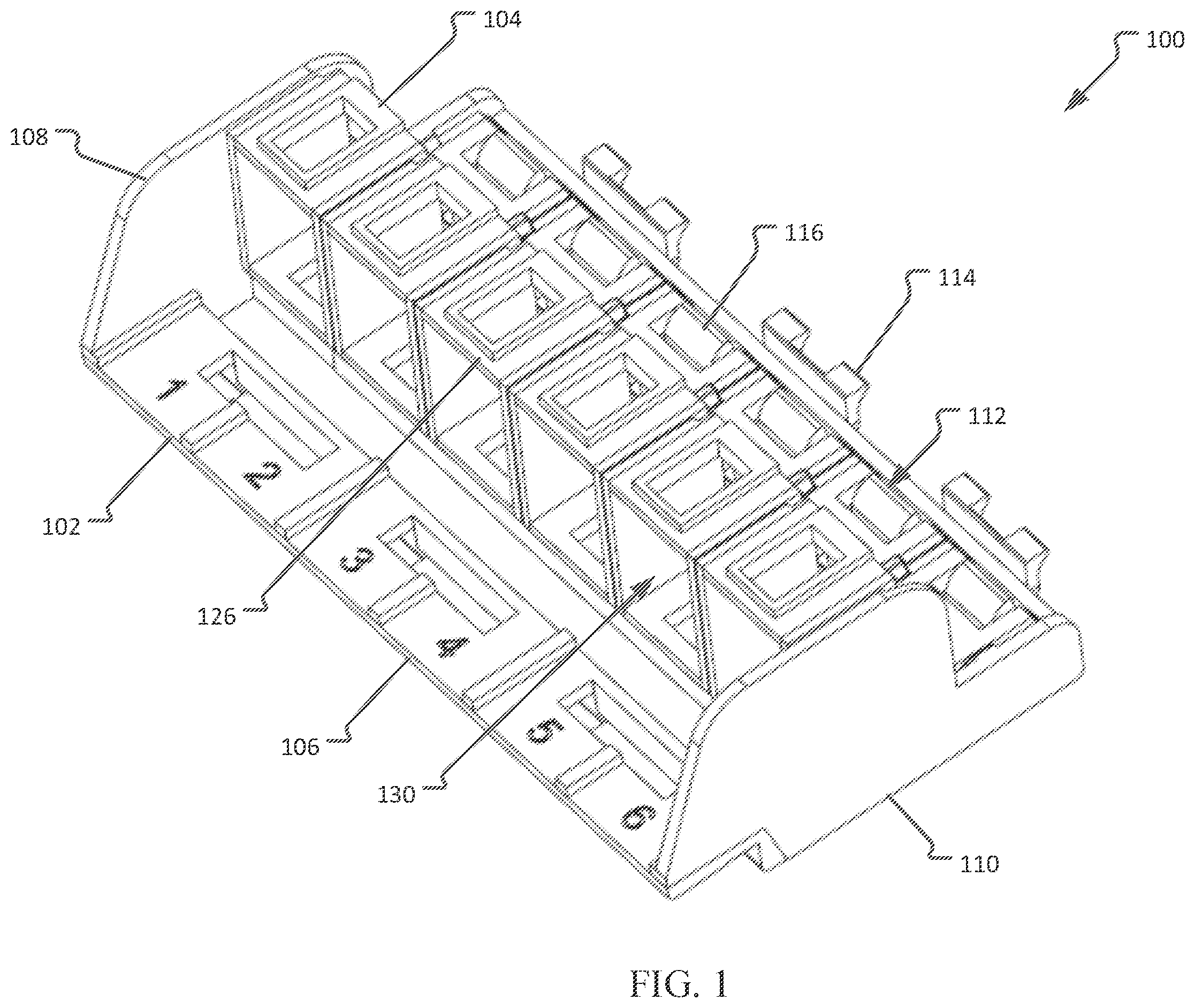 Patent US12353020 Figure 1 – Optical fiber adapter mounting devices