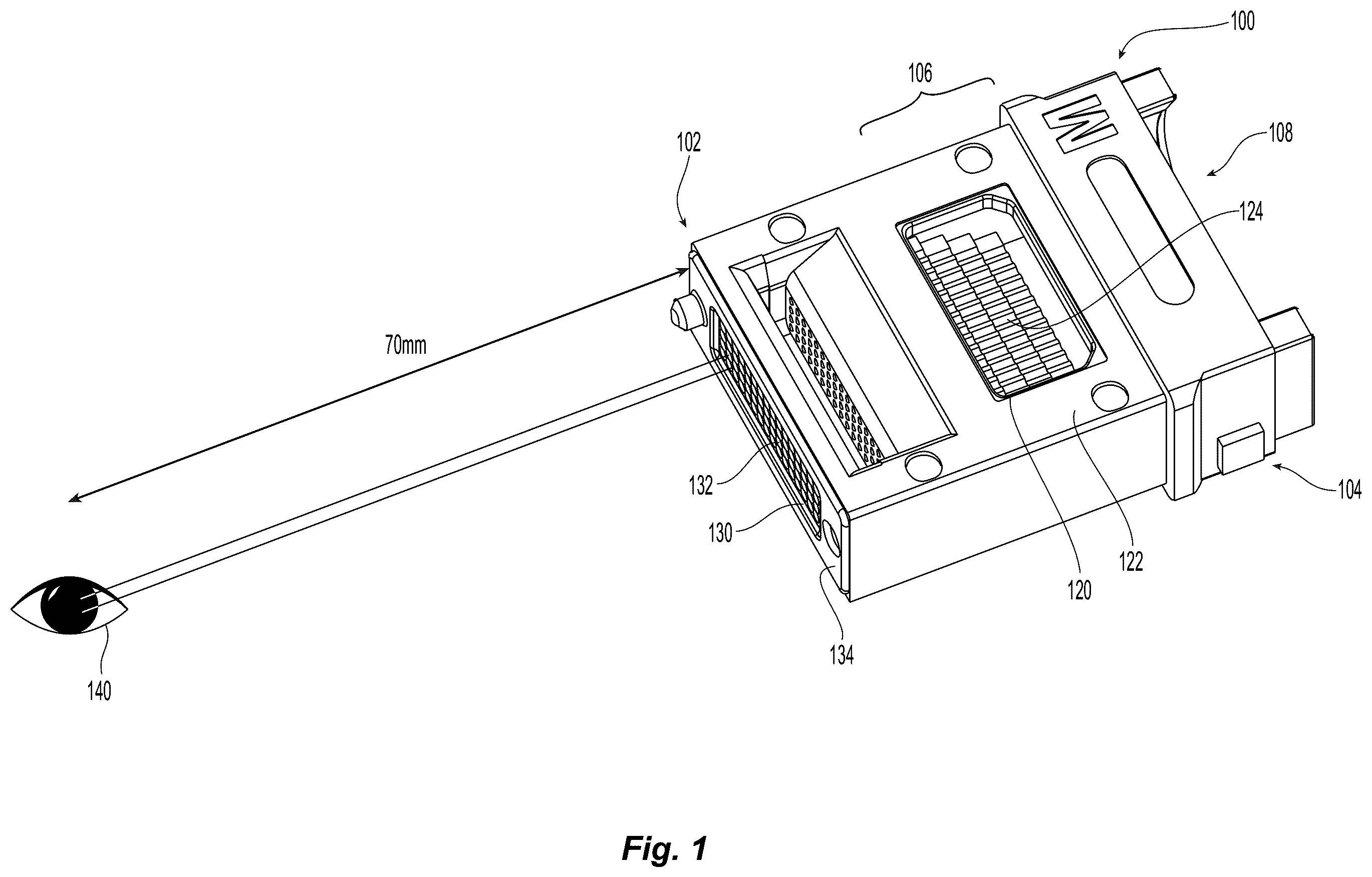 Patent US12353022 Figure 1 – Multi-fiber ferrule with improved eye safety