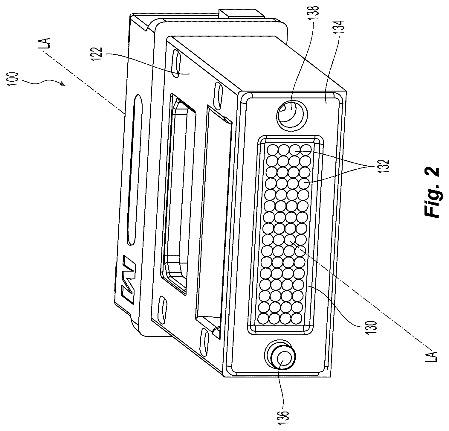 Patent US12353022 Figure 2 – Multi-fiber ferrule with improved eye safety
