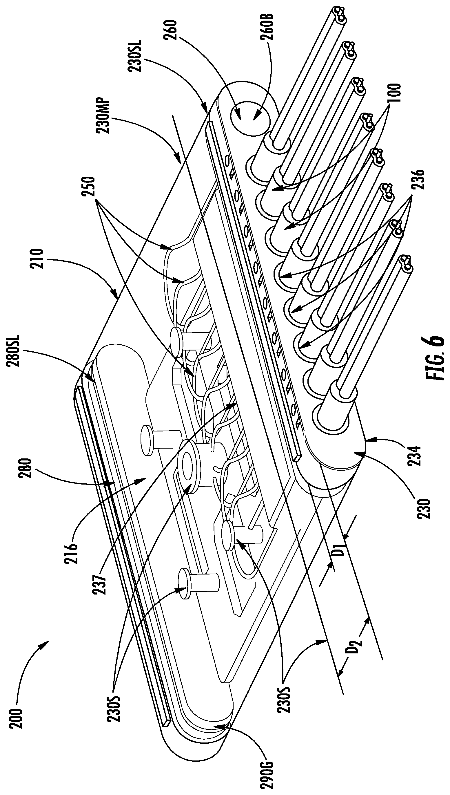 Patent US12353025 Figure 5 – Multiports having a connection port insert and methods of making the same