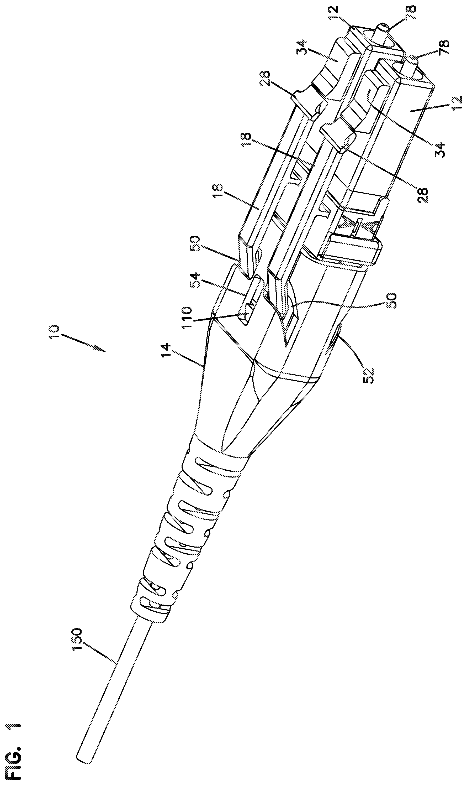 Patent US12353026 Figure 1 – Fiber optic connector