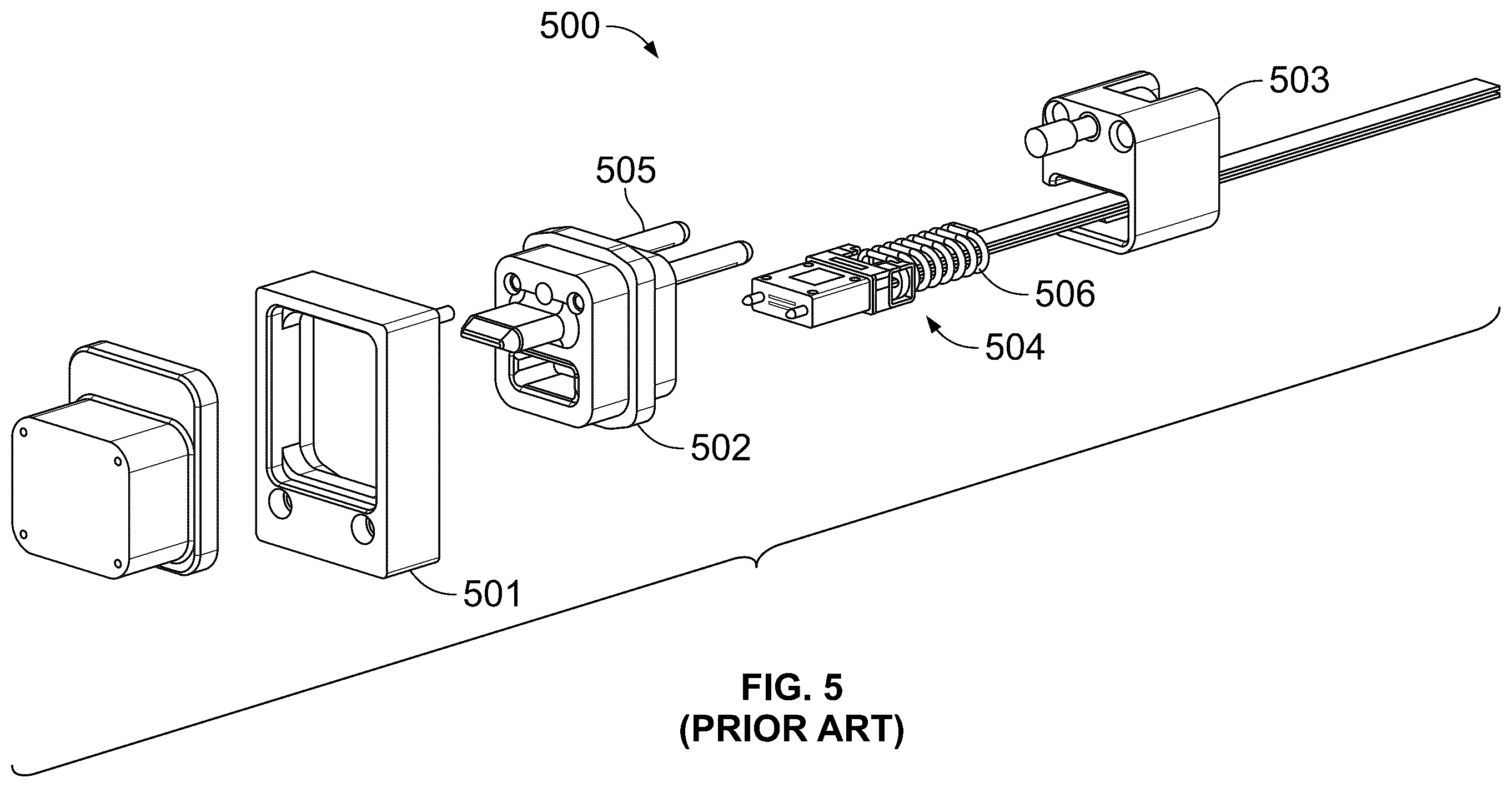 Patent US12353028 Figure 5 – Fiber optic backplane connector with spacer