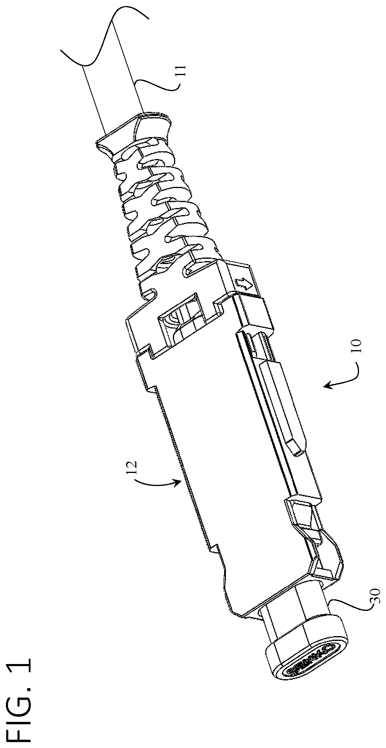 Patent US12353029 Figure 1 – Optical fiber connector