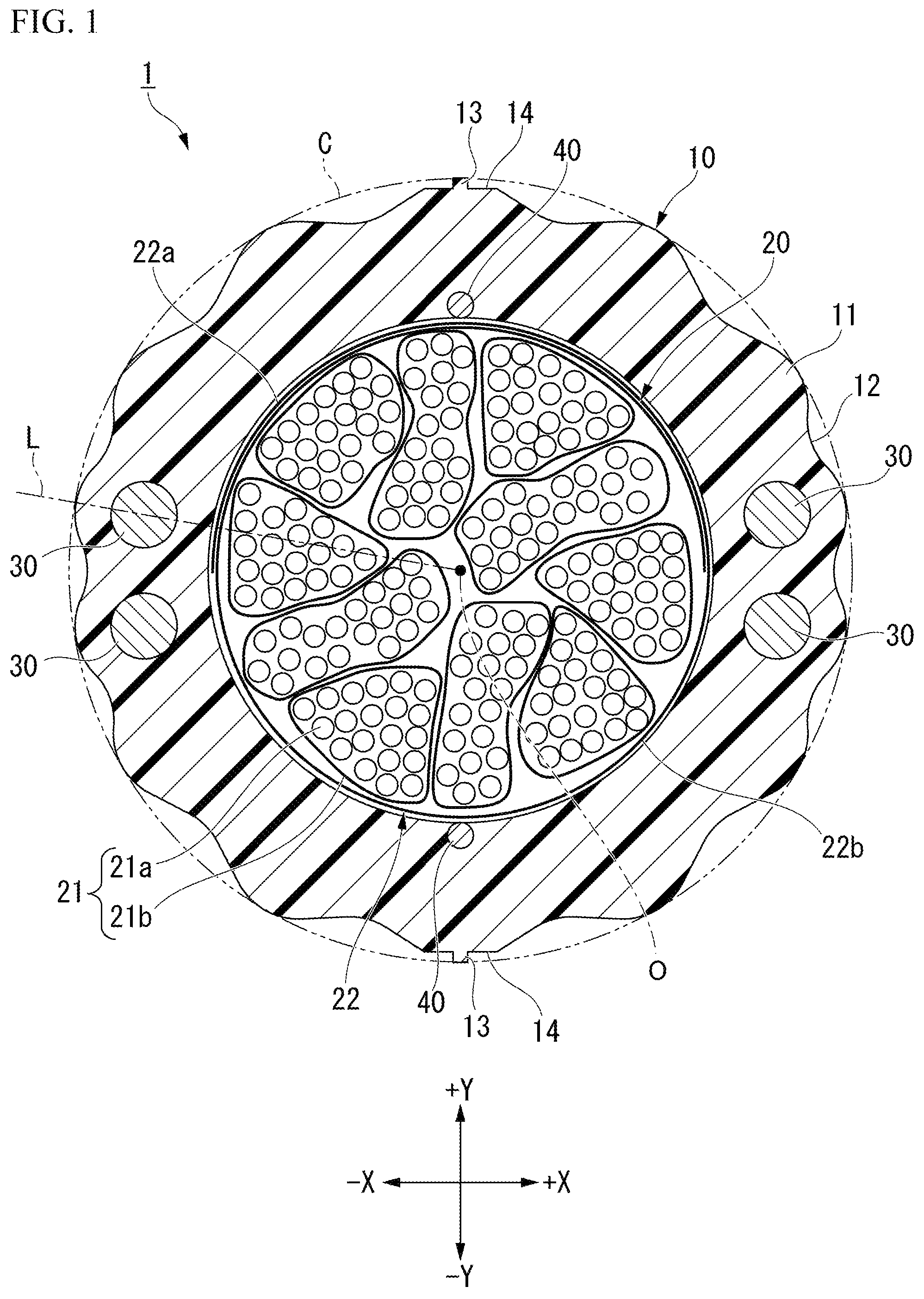 Patent US12353036 Figure 1 – Optical fiber cable