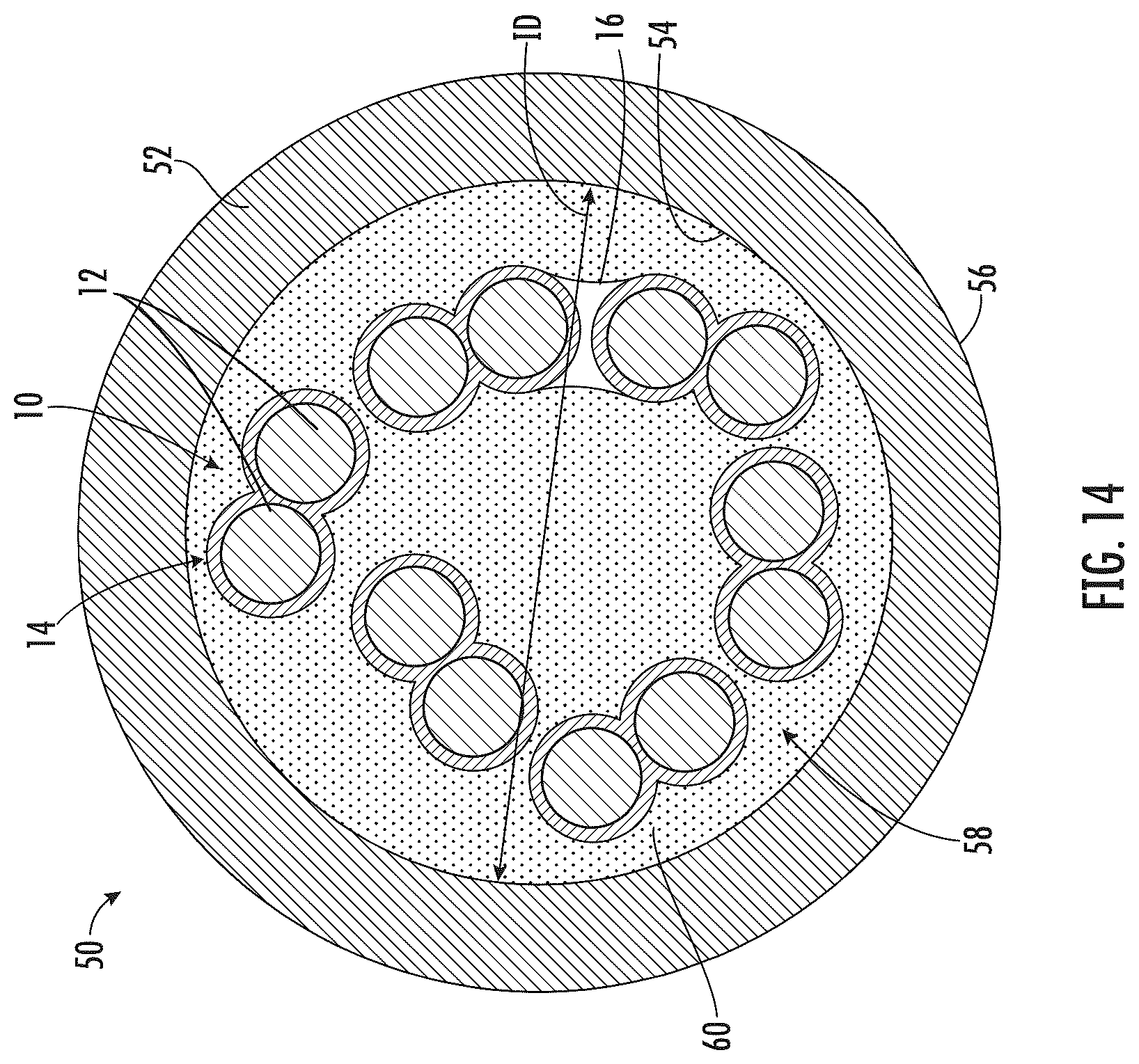Patent US12353041 Figure 12 – Intermittently bonded ribbon with intermittent bonds created with a wet-on-wet process