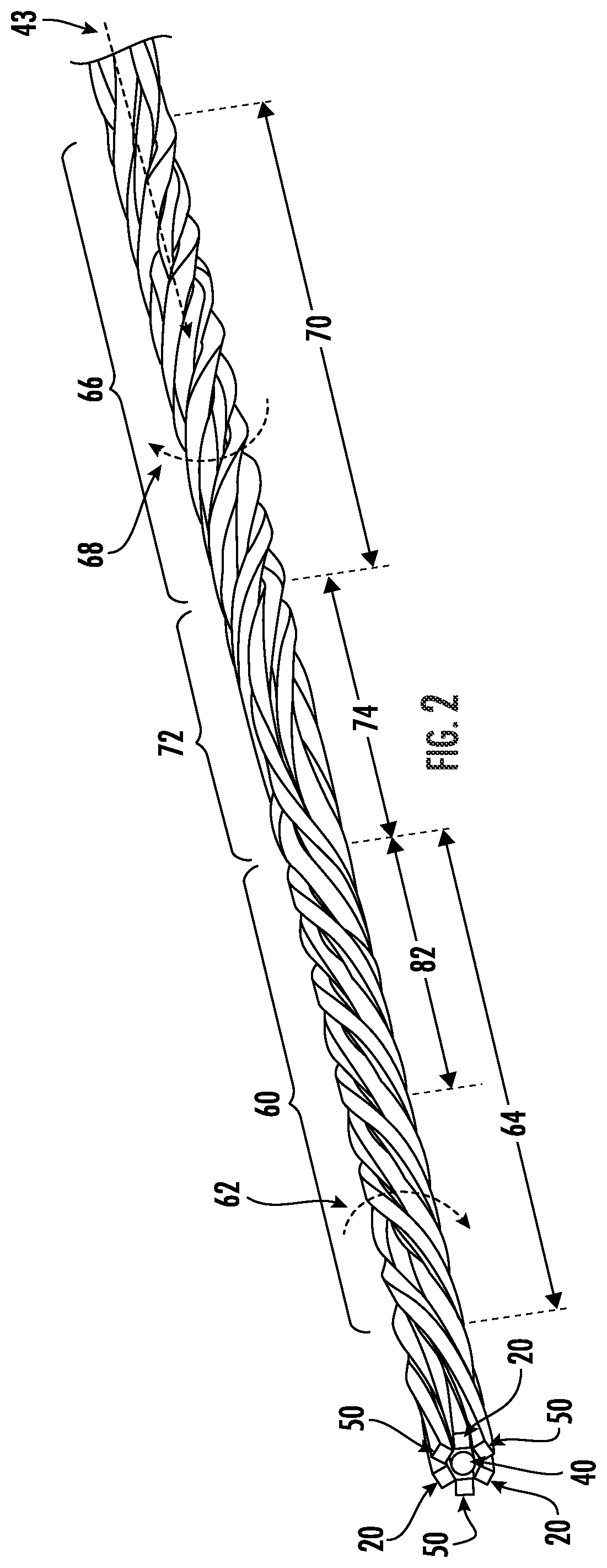 Patent US12353042 Figure 2 – Optical cable with SZ stranded routable fiber carrying subunits