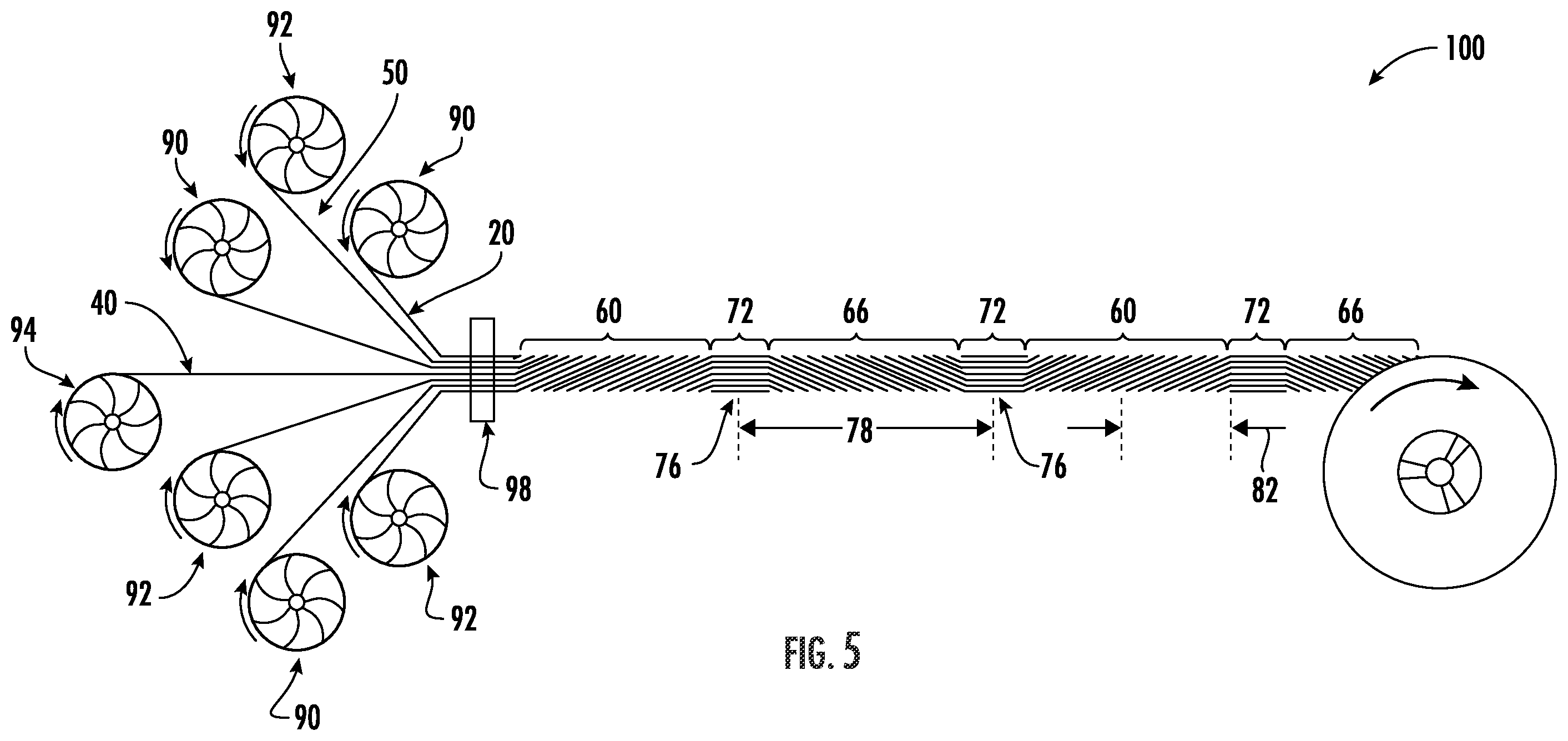 Patent US12353042 Figure 5 – Optical cable with SZ stranded routable fiber carrying subunits