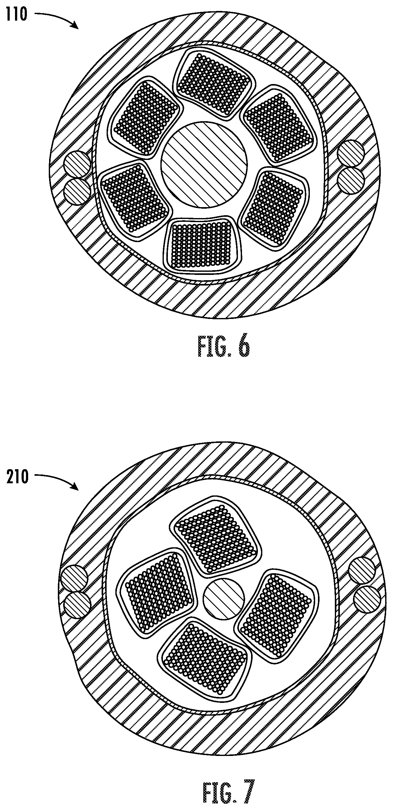 Patent US12353042 Figure 6 – Optical cable with SZ stranded routable fiber carrying subunits