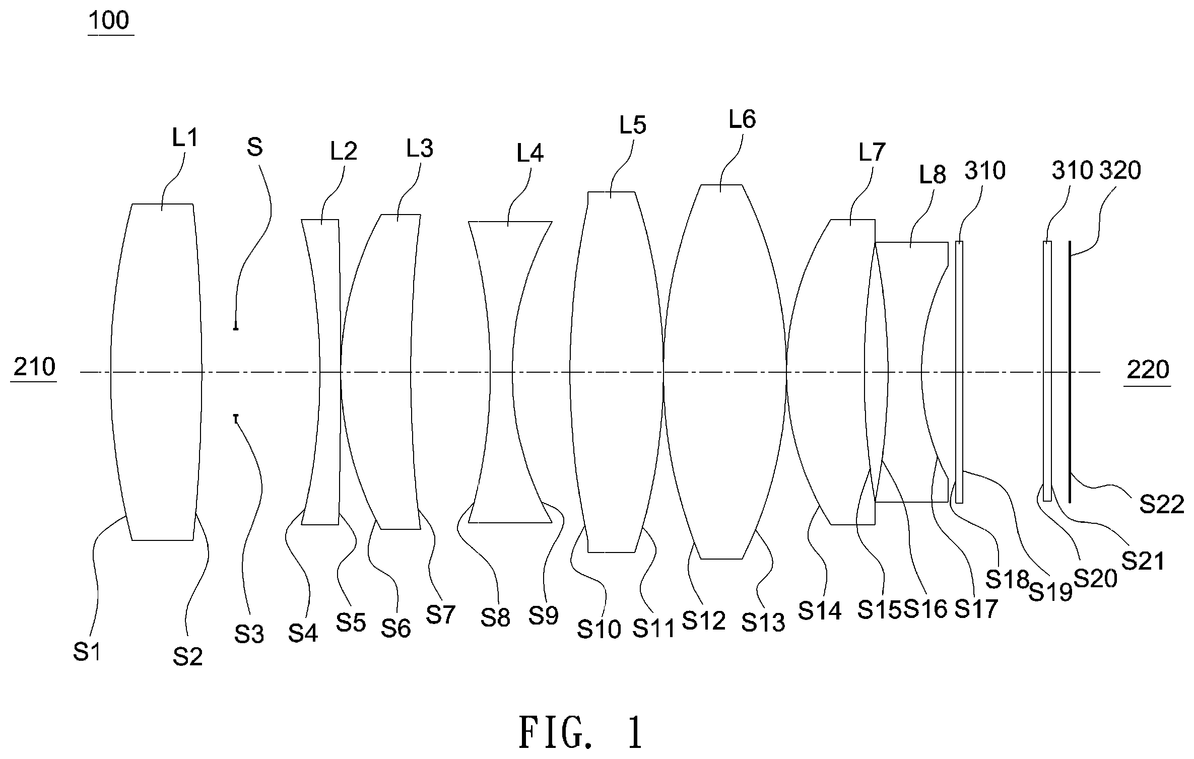 Patent US12353057 Figure 1 – Fixed-focus lens