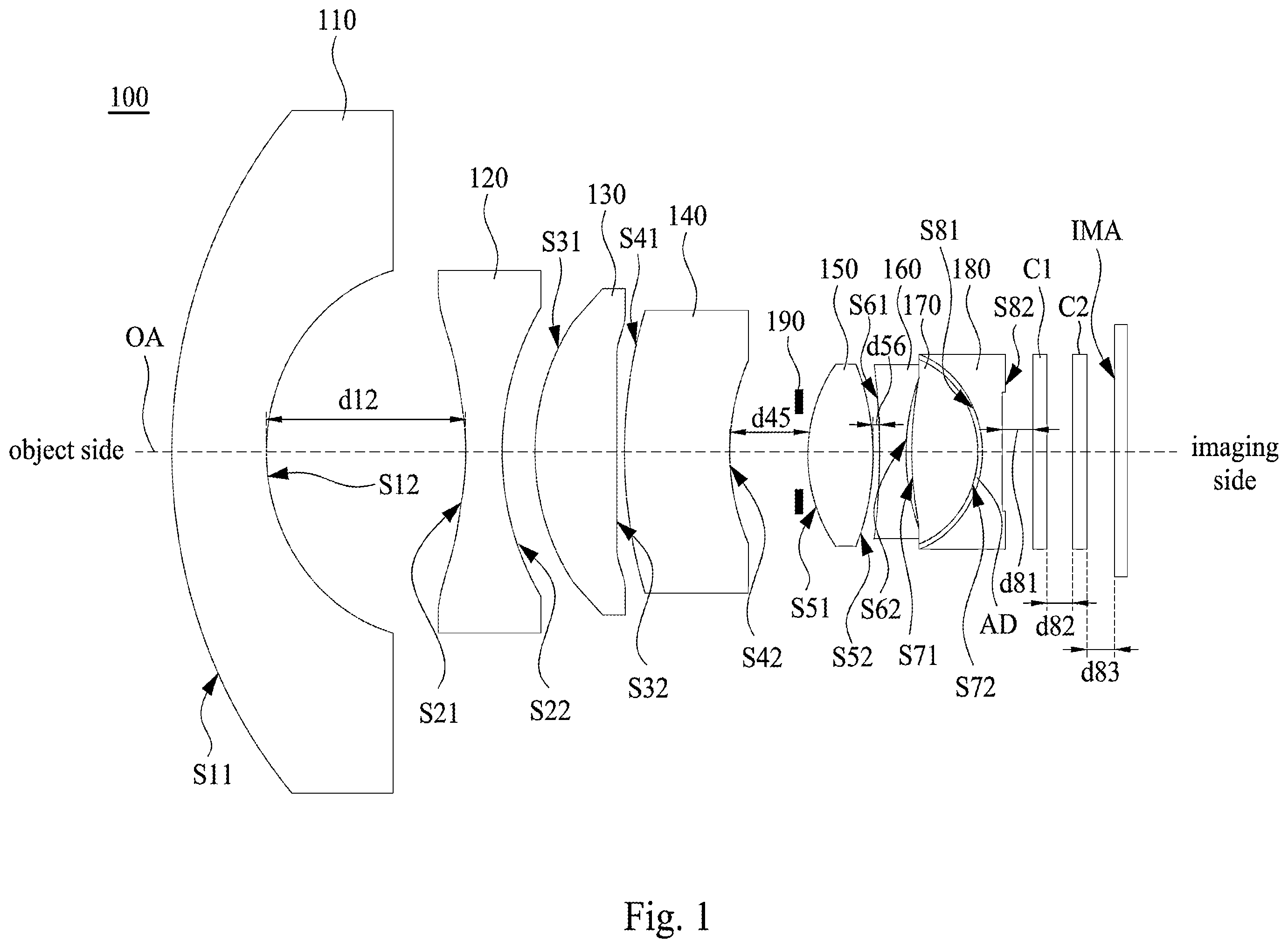 Patent US12353058 Figure 1 – Optical lens assembly and electrical device