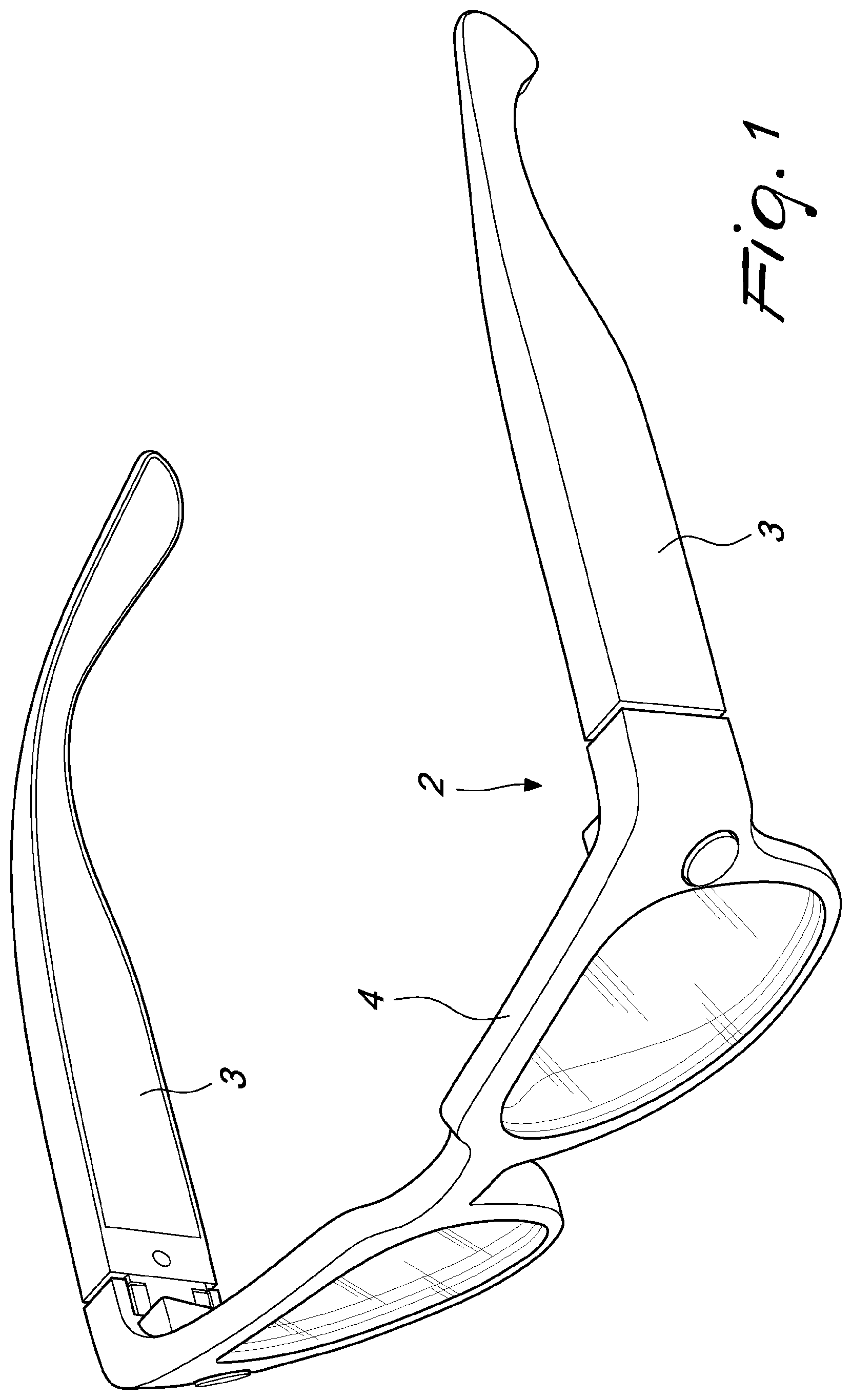 Patent US12353063 Figure 1 – Hinge of the flex type for eyeglasses